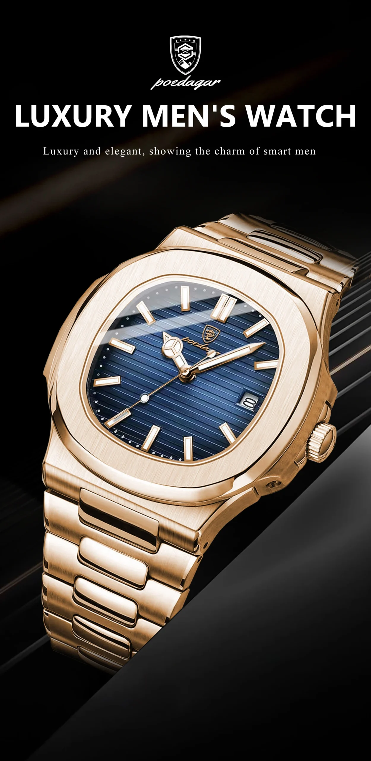 POEDAGAR 613 Analog Quartz Watch product information.