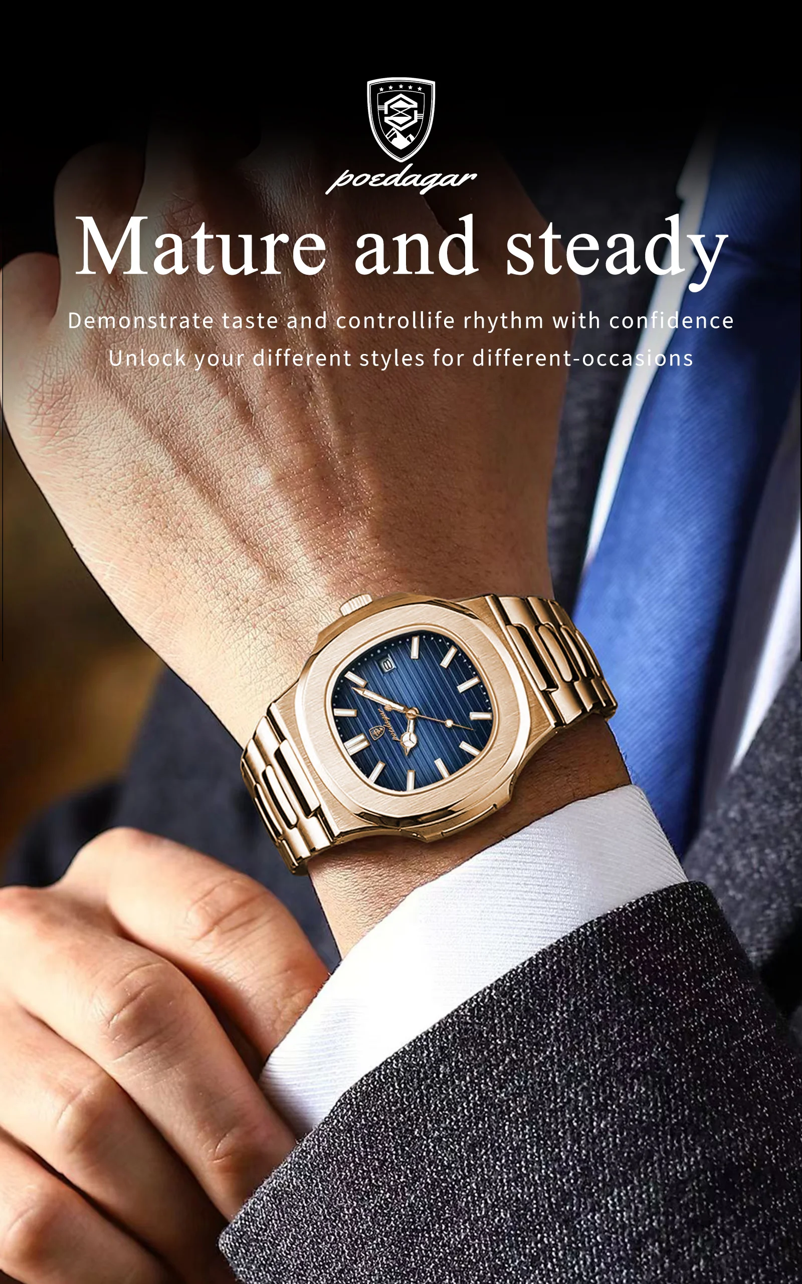POEDAGAR 613 Analog Quartz Watch product information.