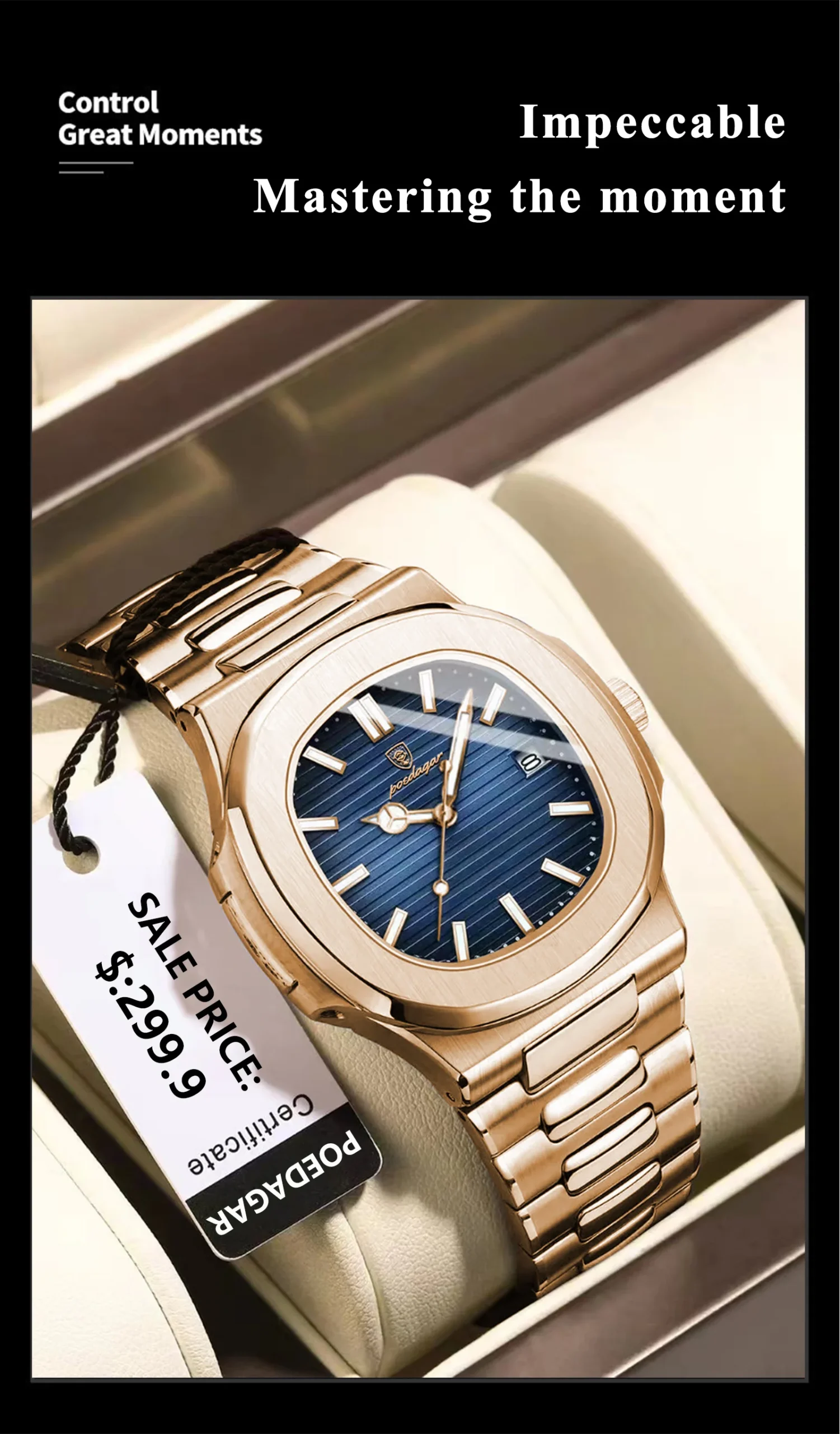 POEDAGAR 613 Analog Quartz Watch product information.