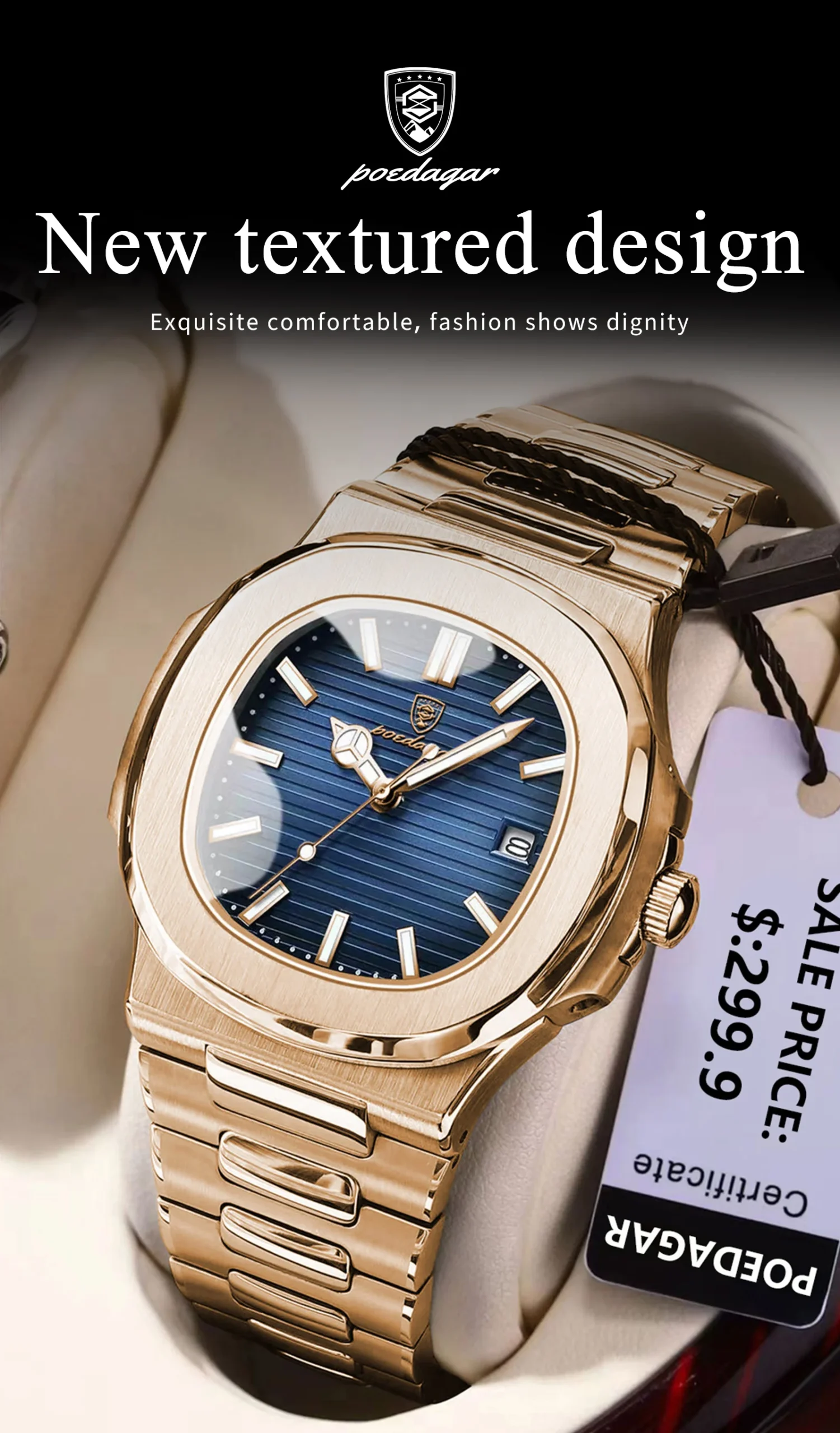 POEDAGAR 613 Analog Quartz Watch product information.
