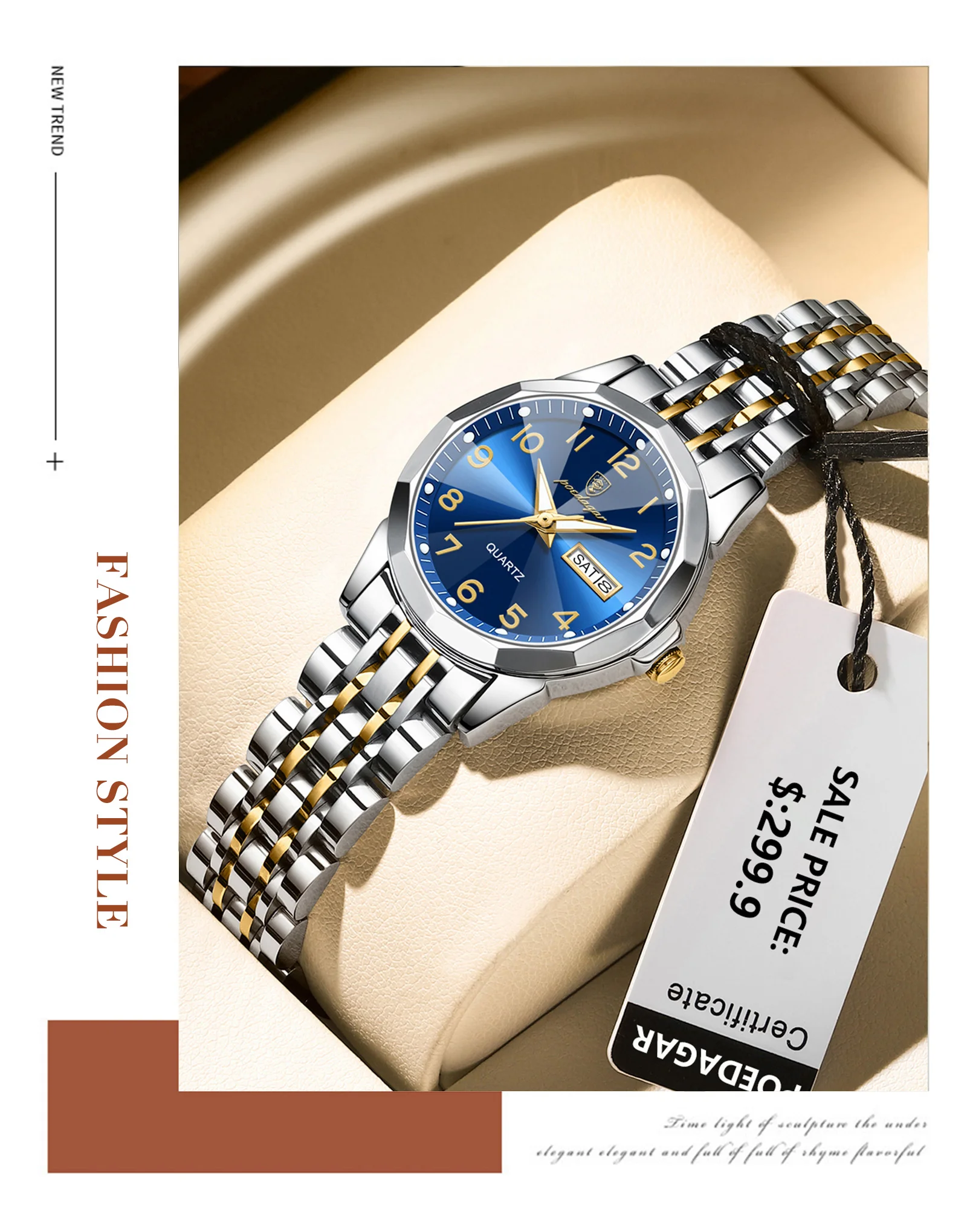 POEDAGAR 3078 Analog Quartz Watch information.