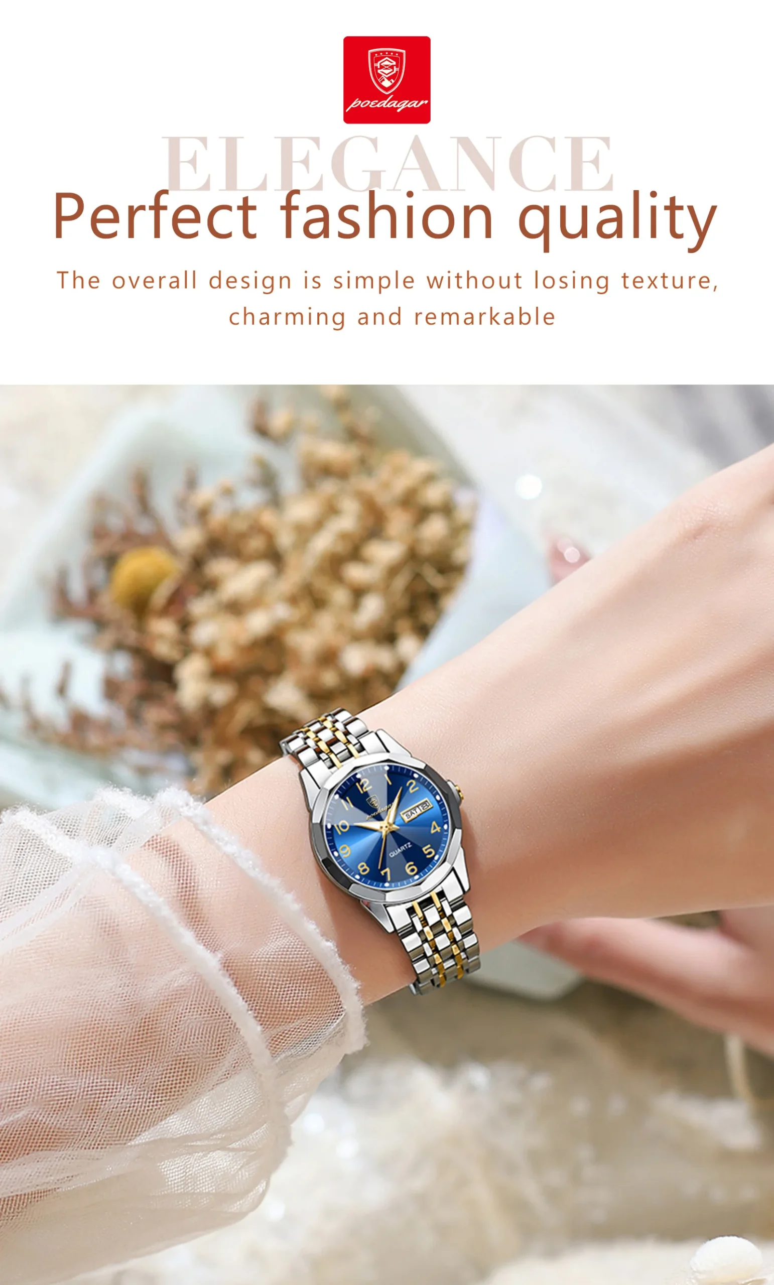 POEDAGAR 3078 Analog Quartz Watch information.