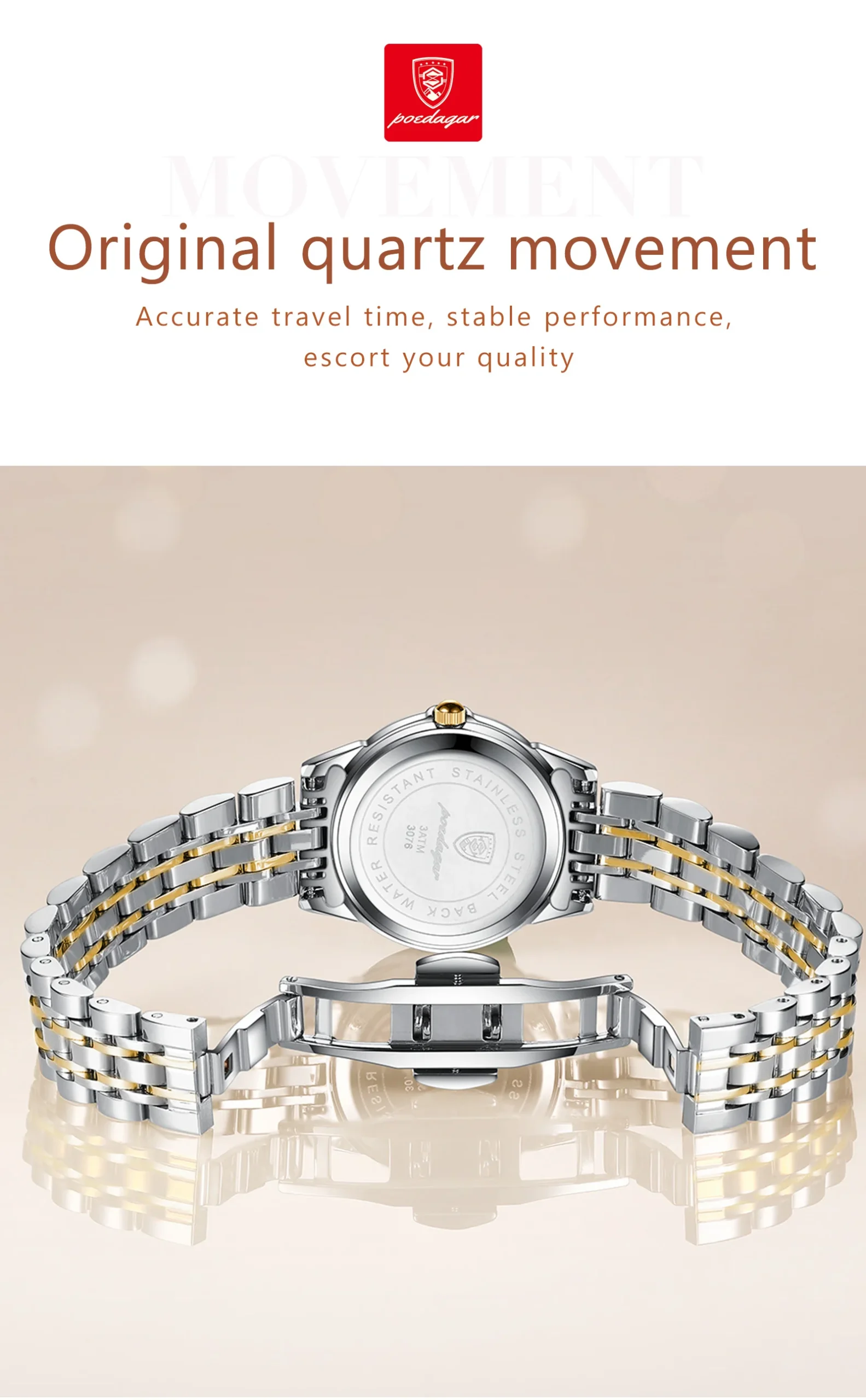 POEDAGAR 3078 Analog Quartz Watch information.