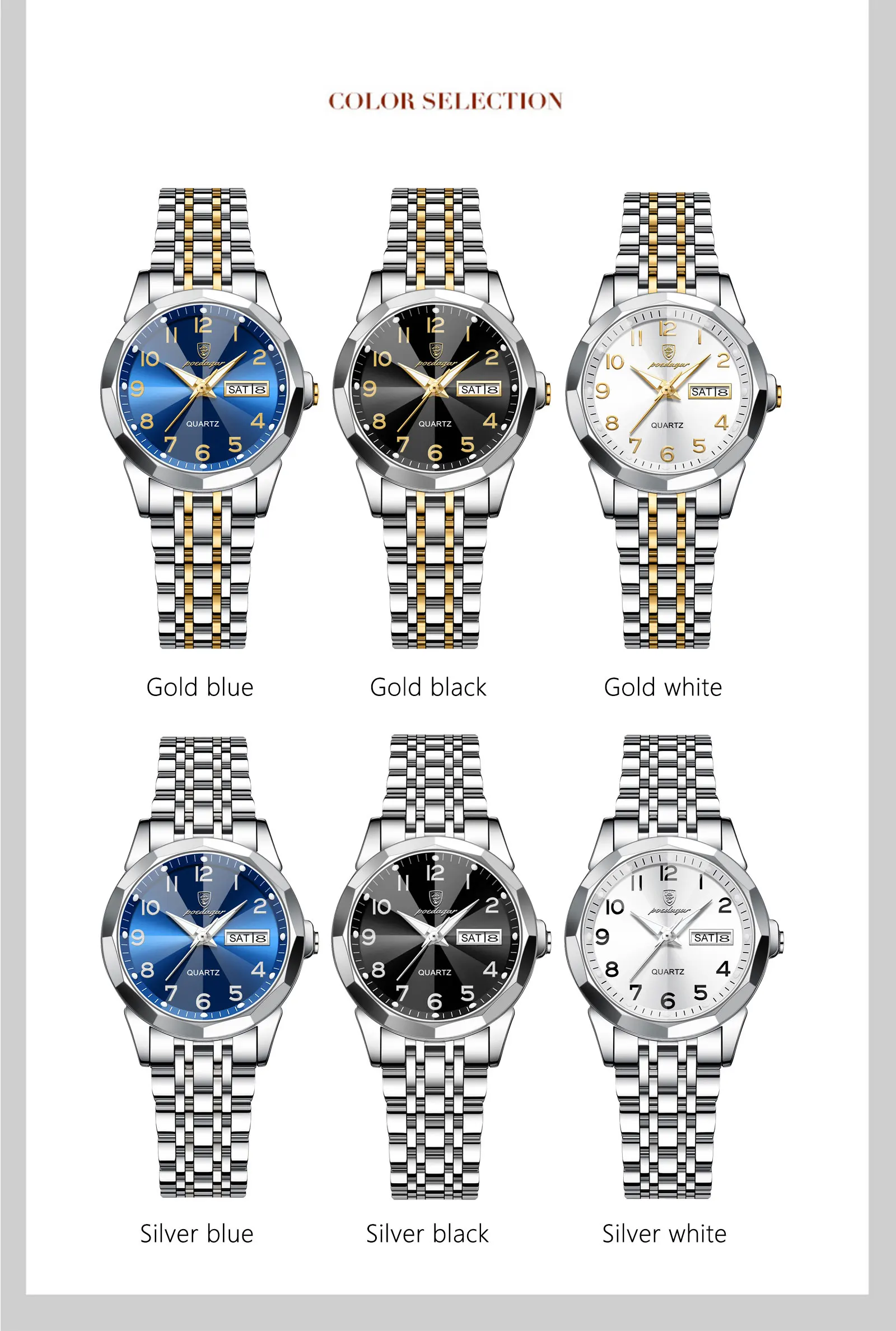 POEDAGAR 3078 Analog Quartz Watch information.
