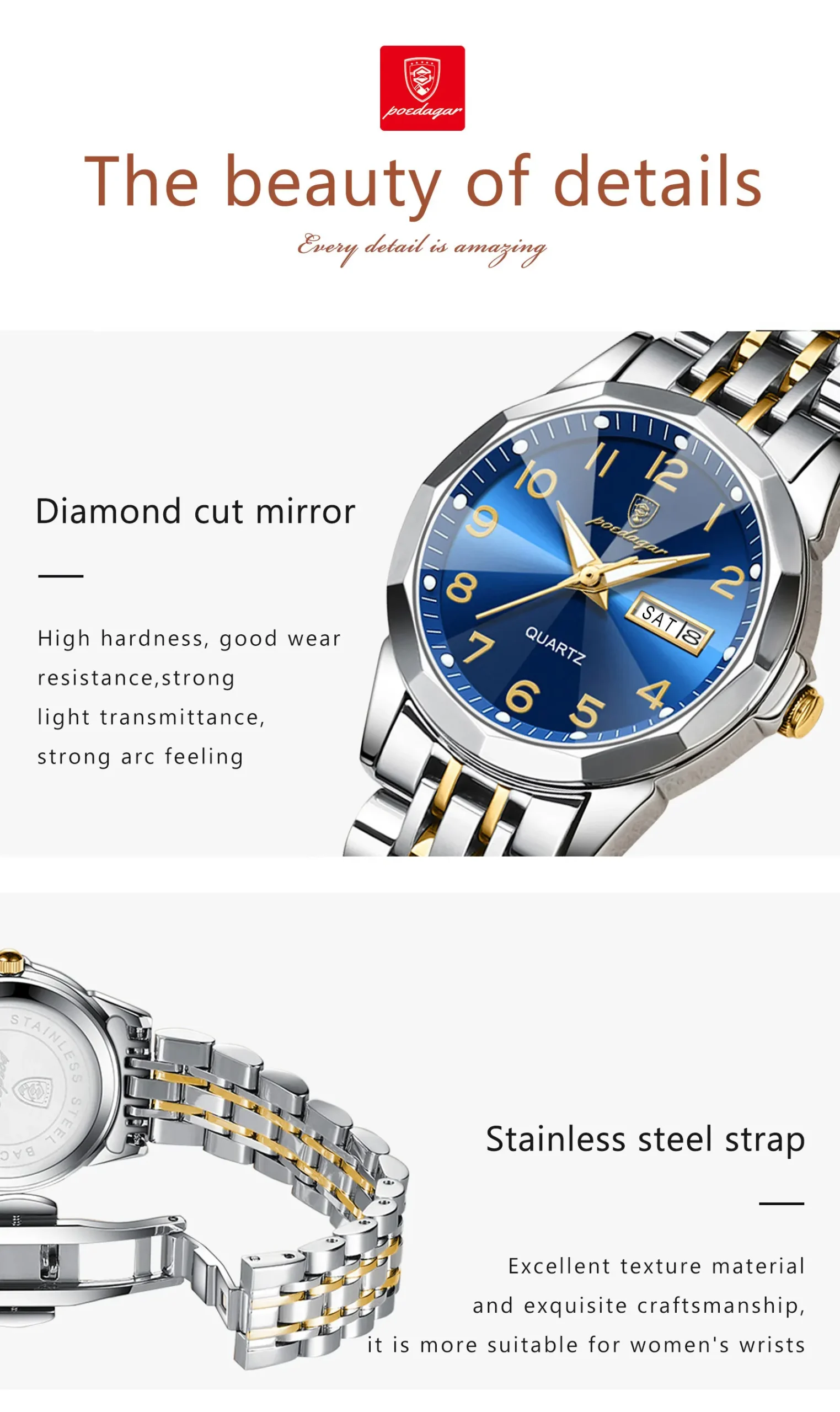 POEDAGAR 3078 Analog Quartz Watch information.