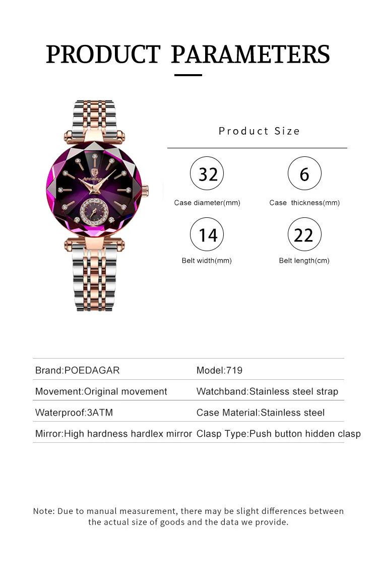 POEDAGAR 719 Analog Quartz Watch information.
