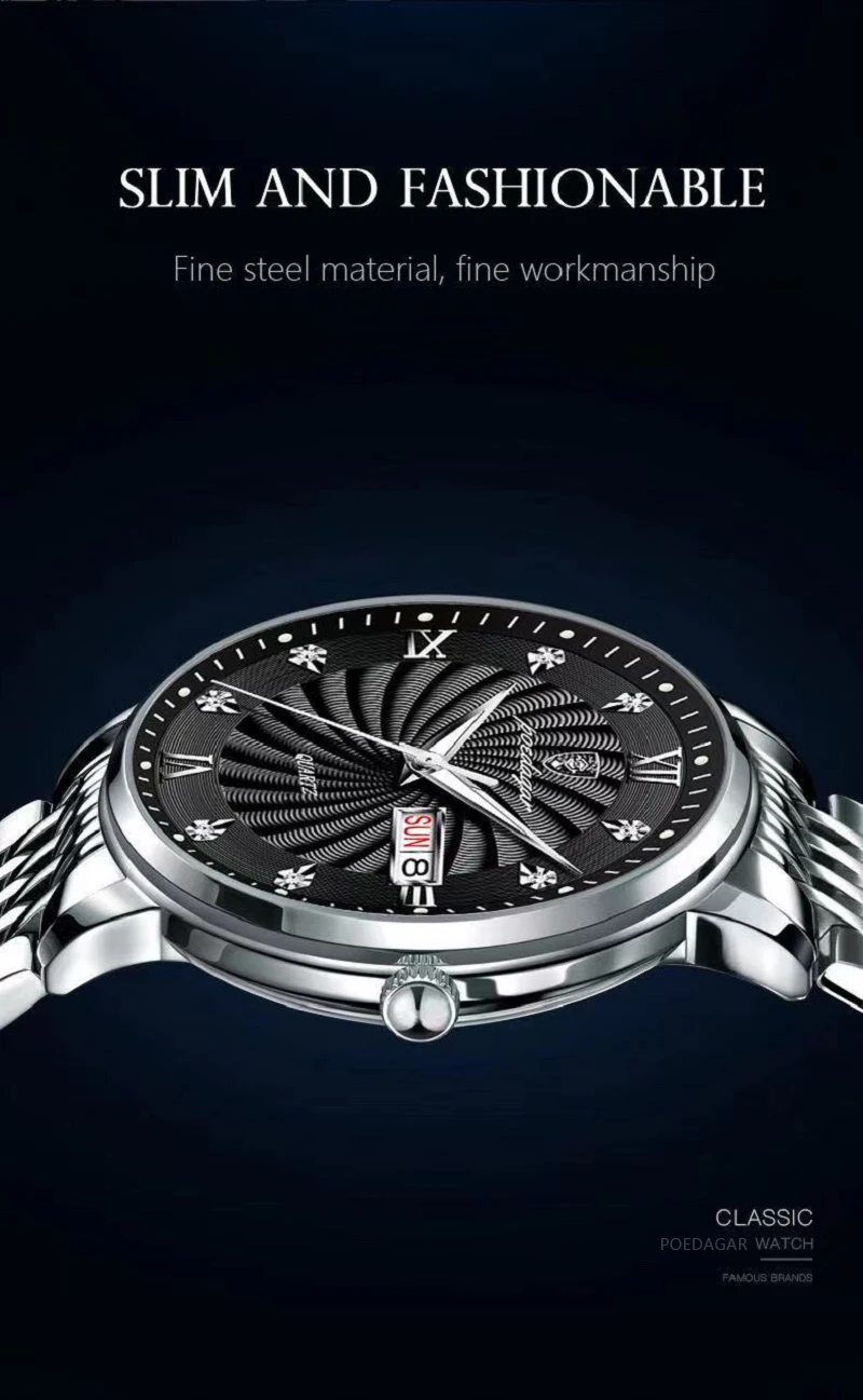 POEDAGAR 827 Analog Quartz Watch information.