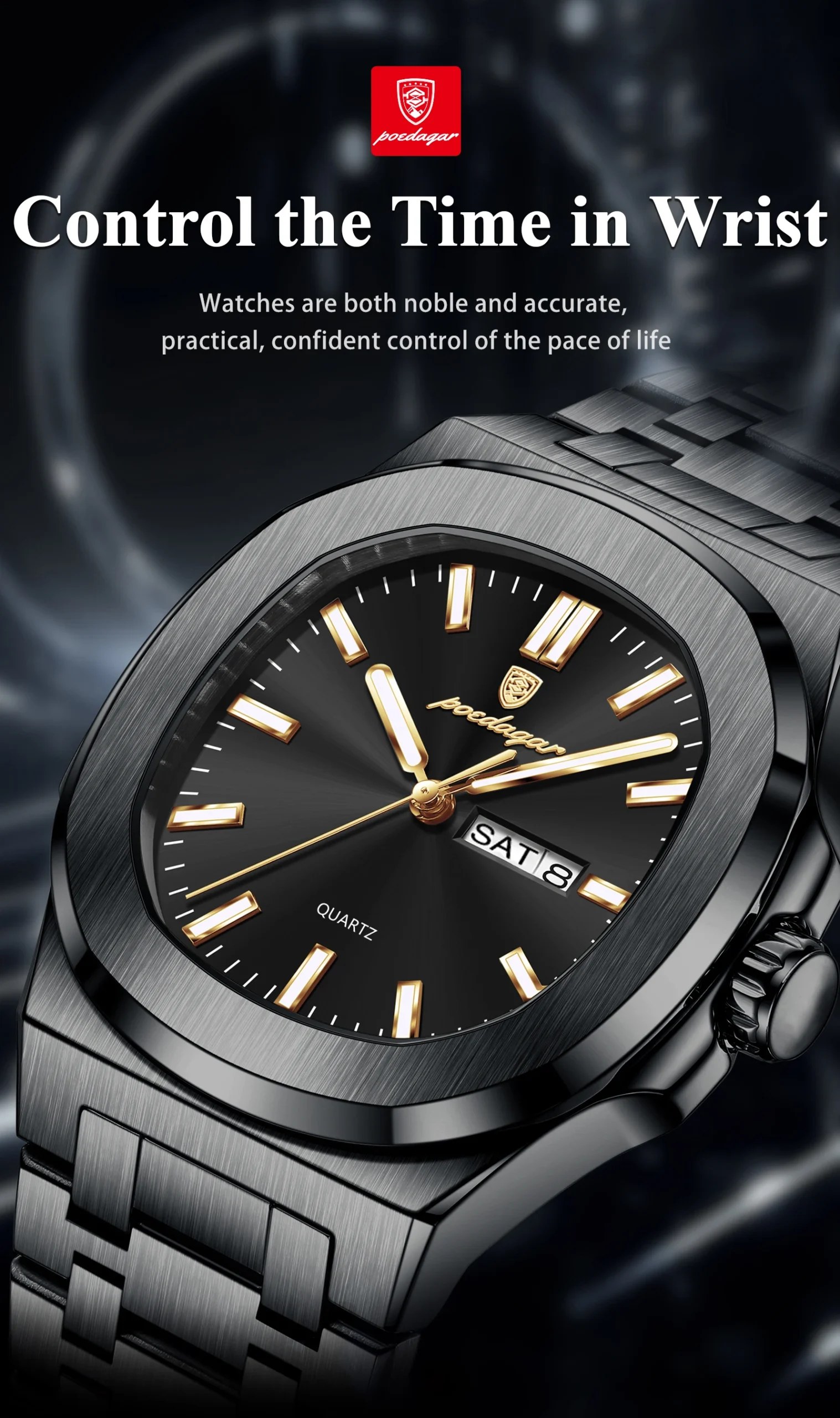 POEDAGAR 853 Analog Quartz Watch information.