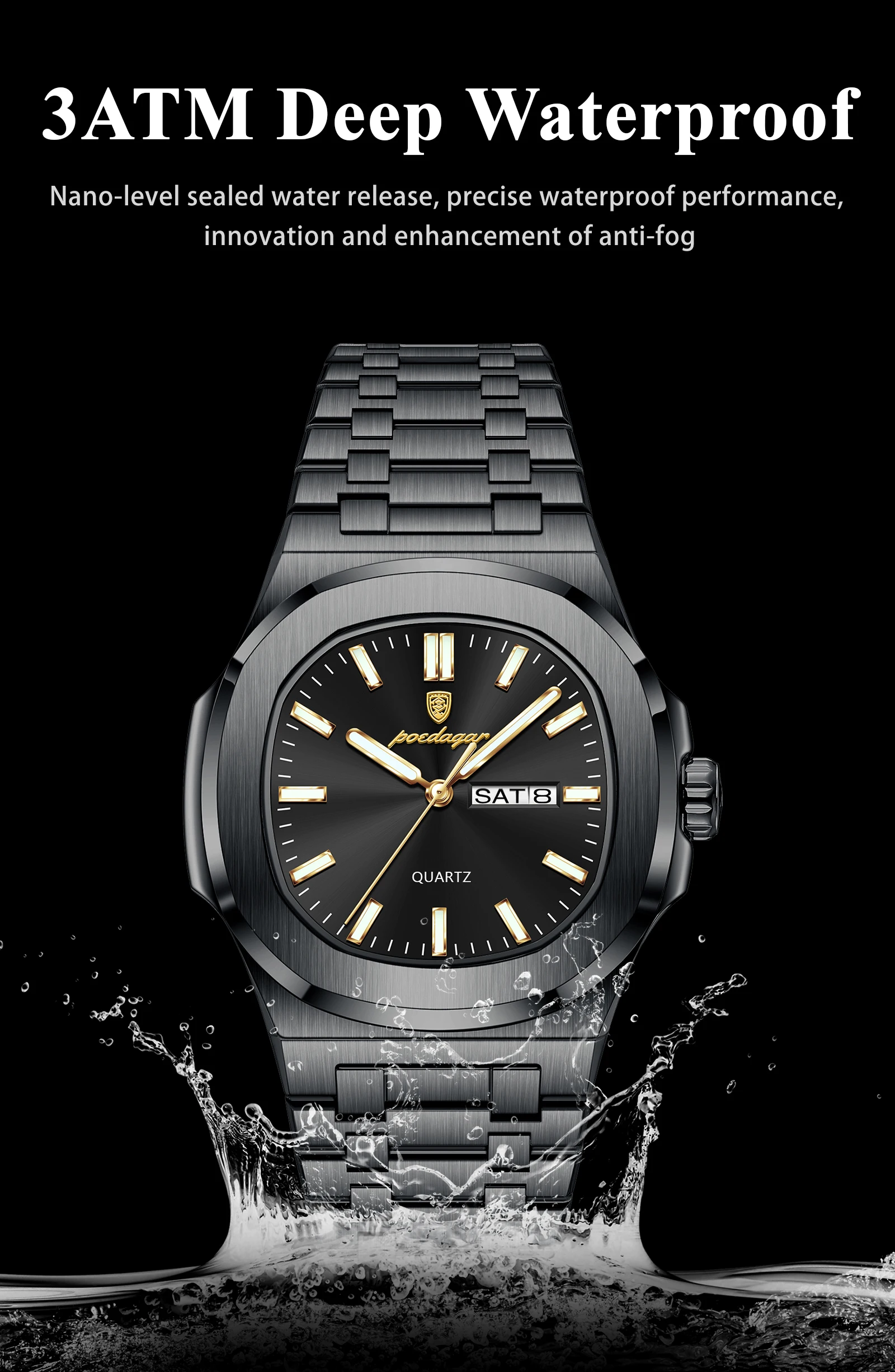 POEDAGAR 853 Analog Quartz Watch information.