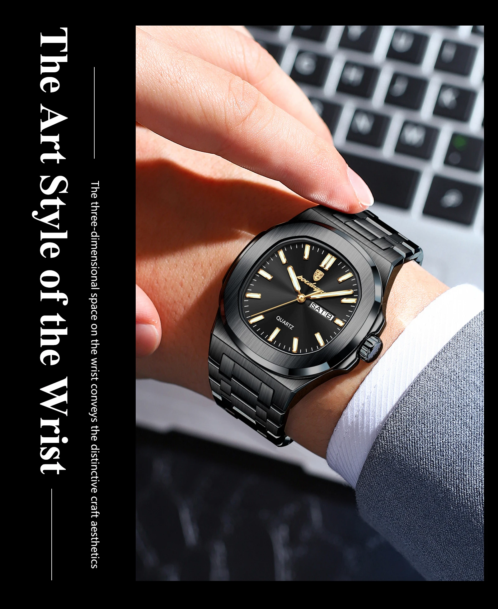POEDAGAR 853 Analog Quartz Watch information.