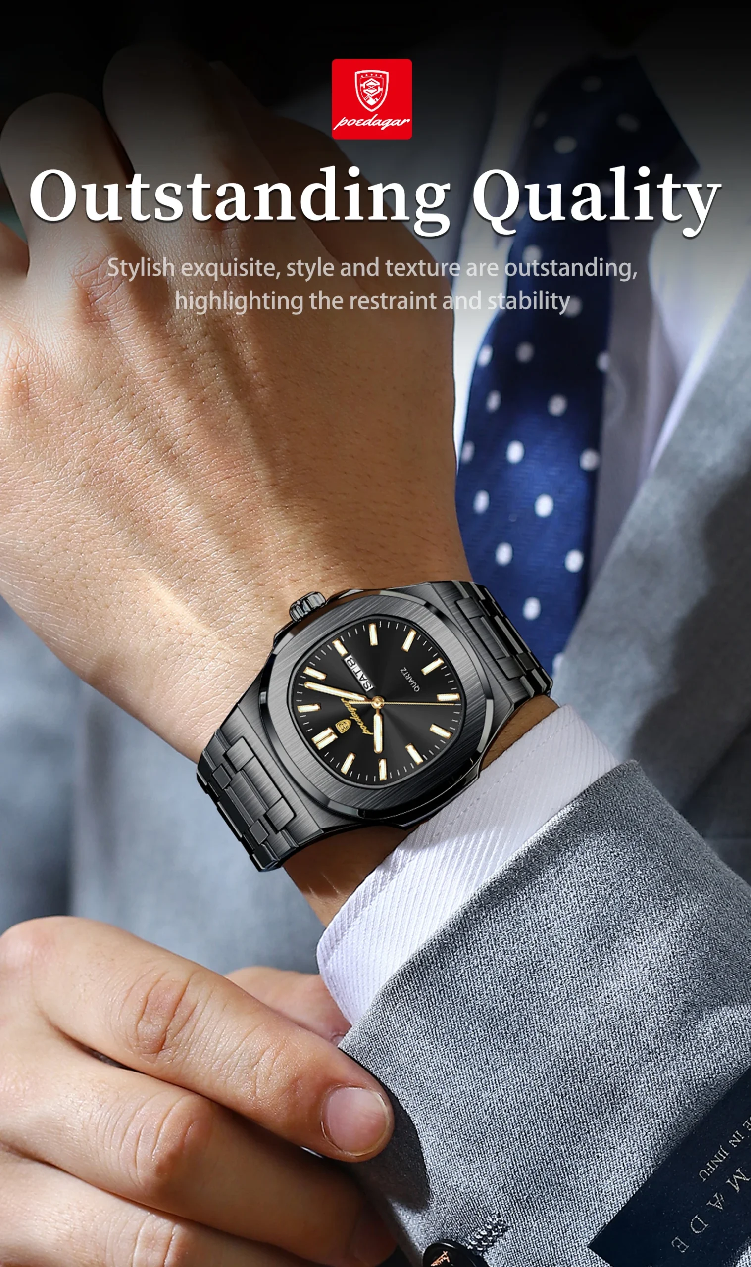 POEDAGAR 853 Analog Quartz Watch information.