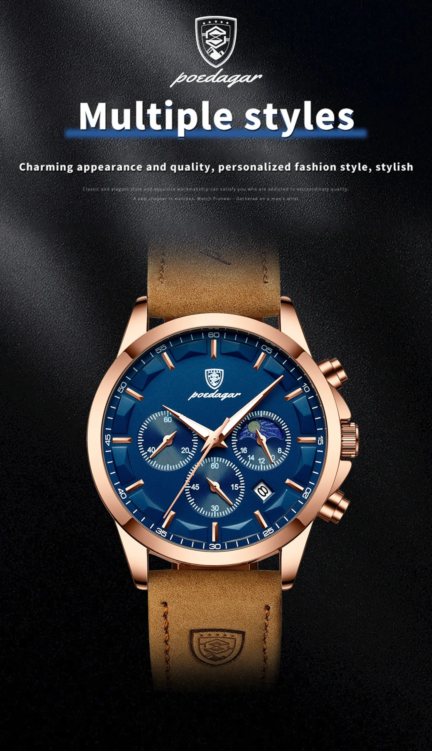POEDAGAR 928L Chronograph Quartz Watch information.