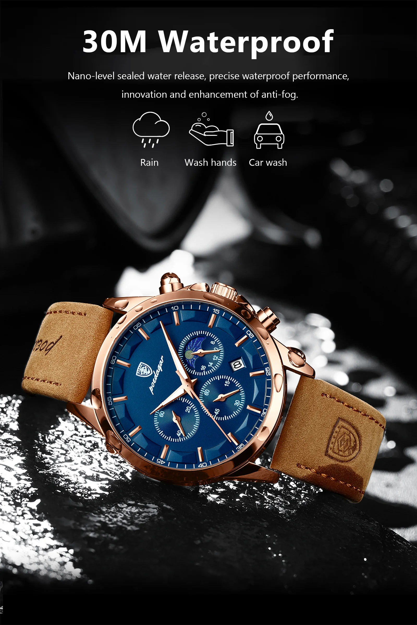 POEDAGAR 928L Chronograph Quartz Watch information.