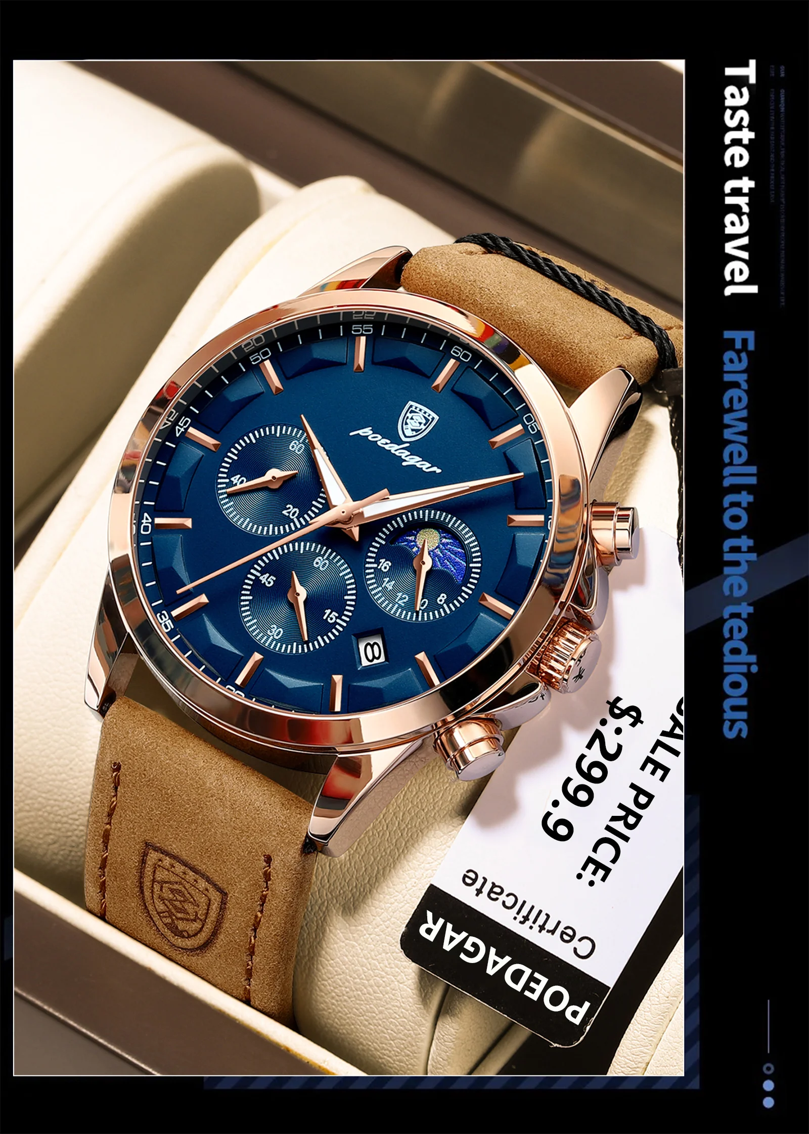 POEDAGAR 928L Chronograph Quartz Watch information.
