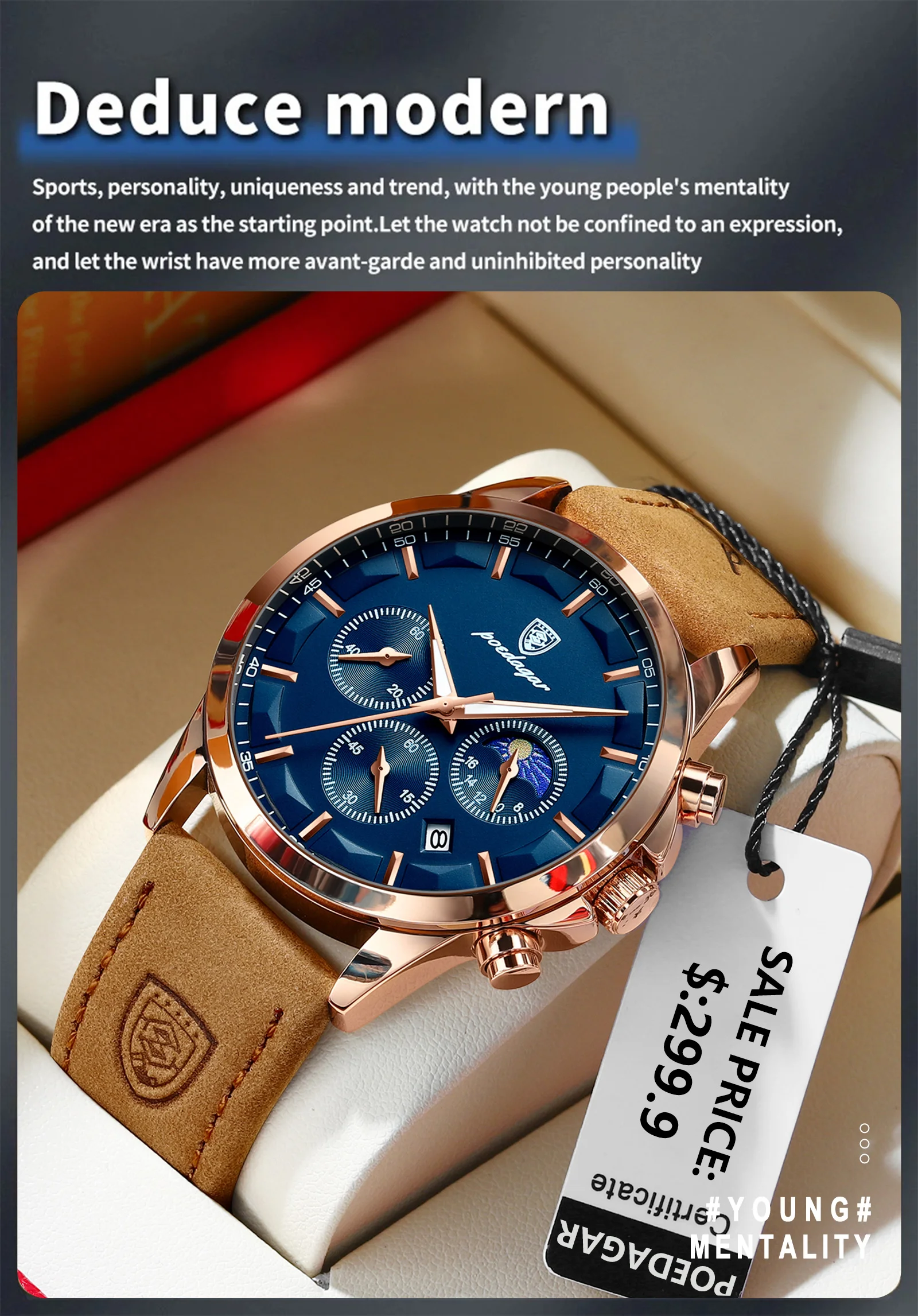 POEDAGAR 928L Chronograph Quartz Watch information.