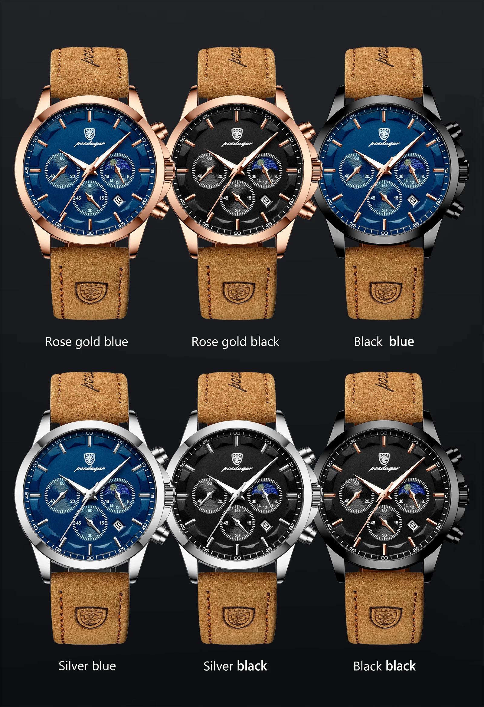POEDAGAR 928L Chronograph Quartz Watch information.