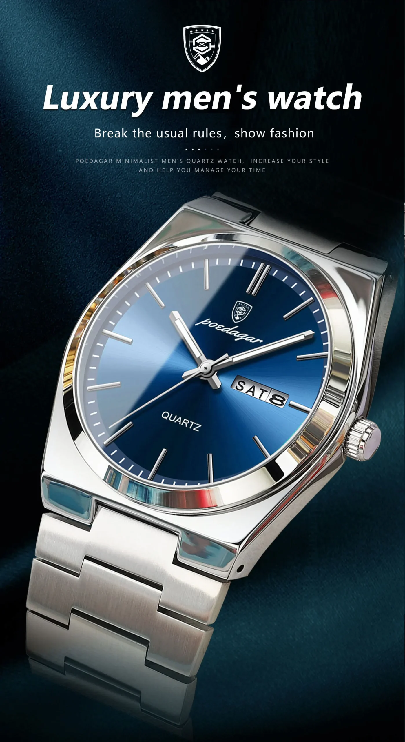 POEDAGAR 930 Analog Quartz Watch information.