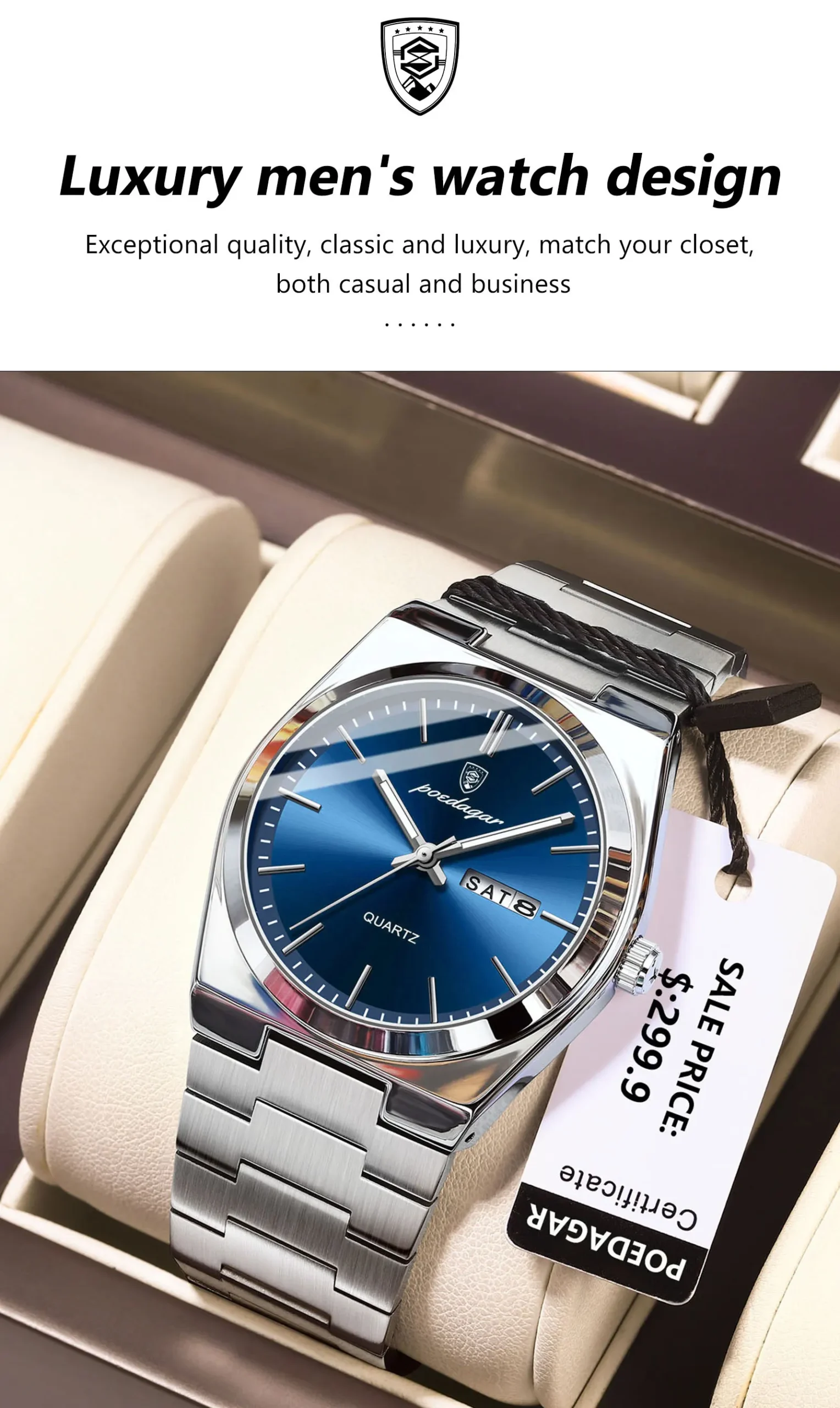 POEDAGAR 930 Analog Quartz Watch information.
