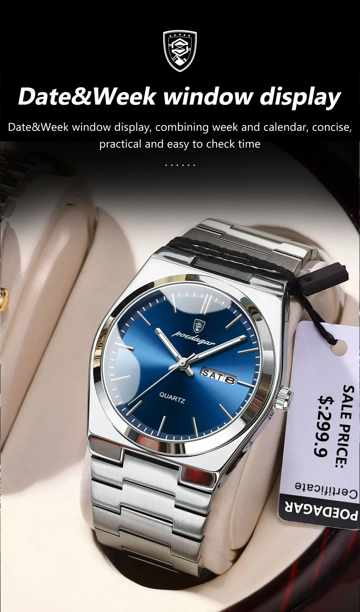 POEDAGAR 930 Analog Quartz Watch information.