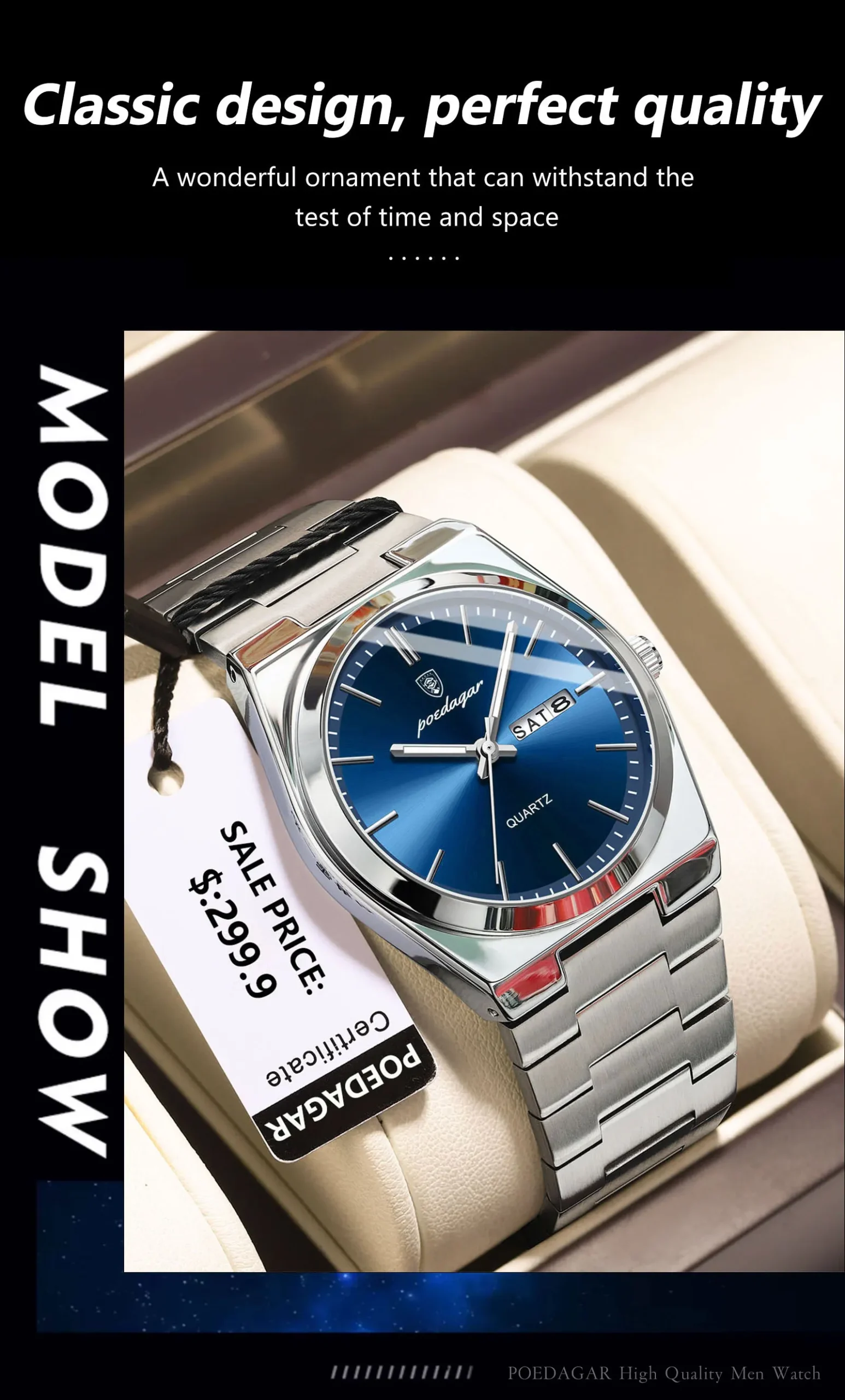 POEDAGAR 930 Analog Quartz Watch information.
