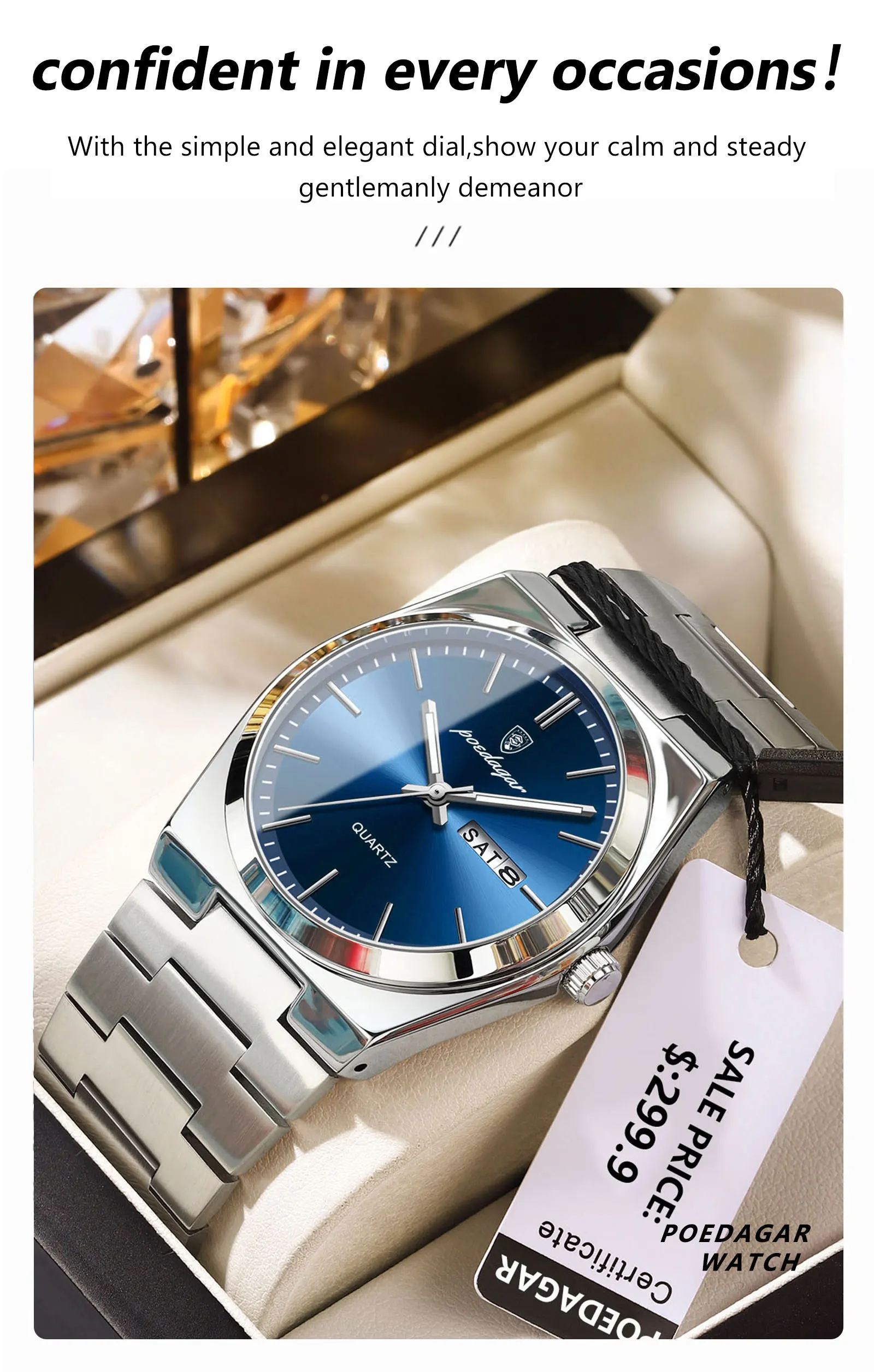 POEDAGAR 930 Analog Quartz Watch information.