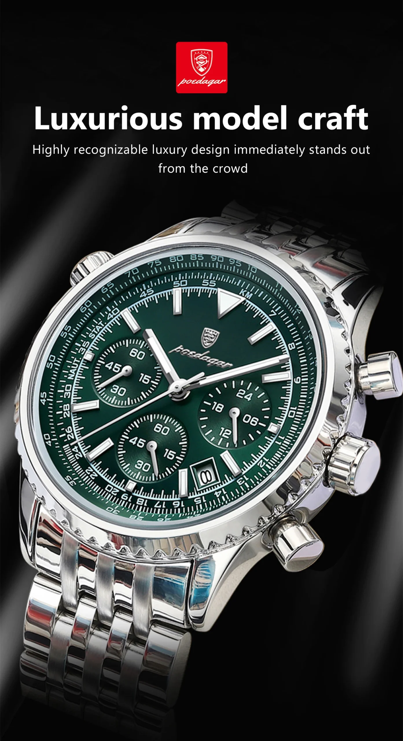 POEDAGAR 960 Chronograph Quartz Watch information.
