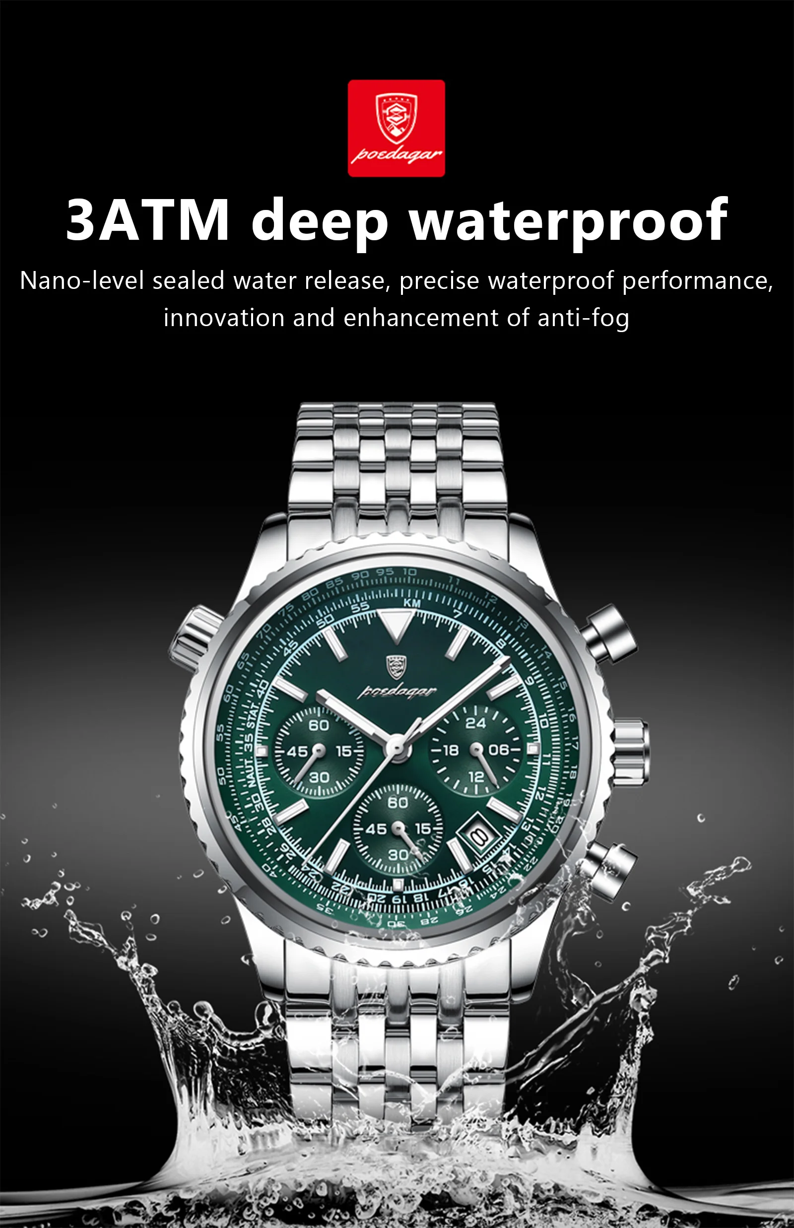 POEDAGAR 960 Chronograph Quartz Watch information.