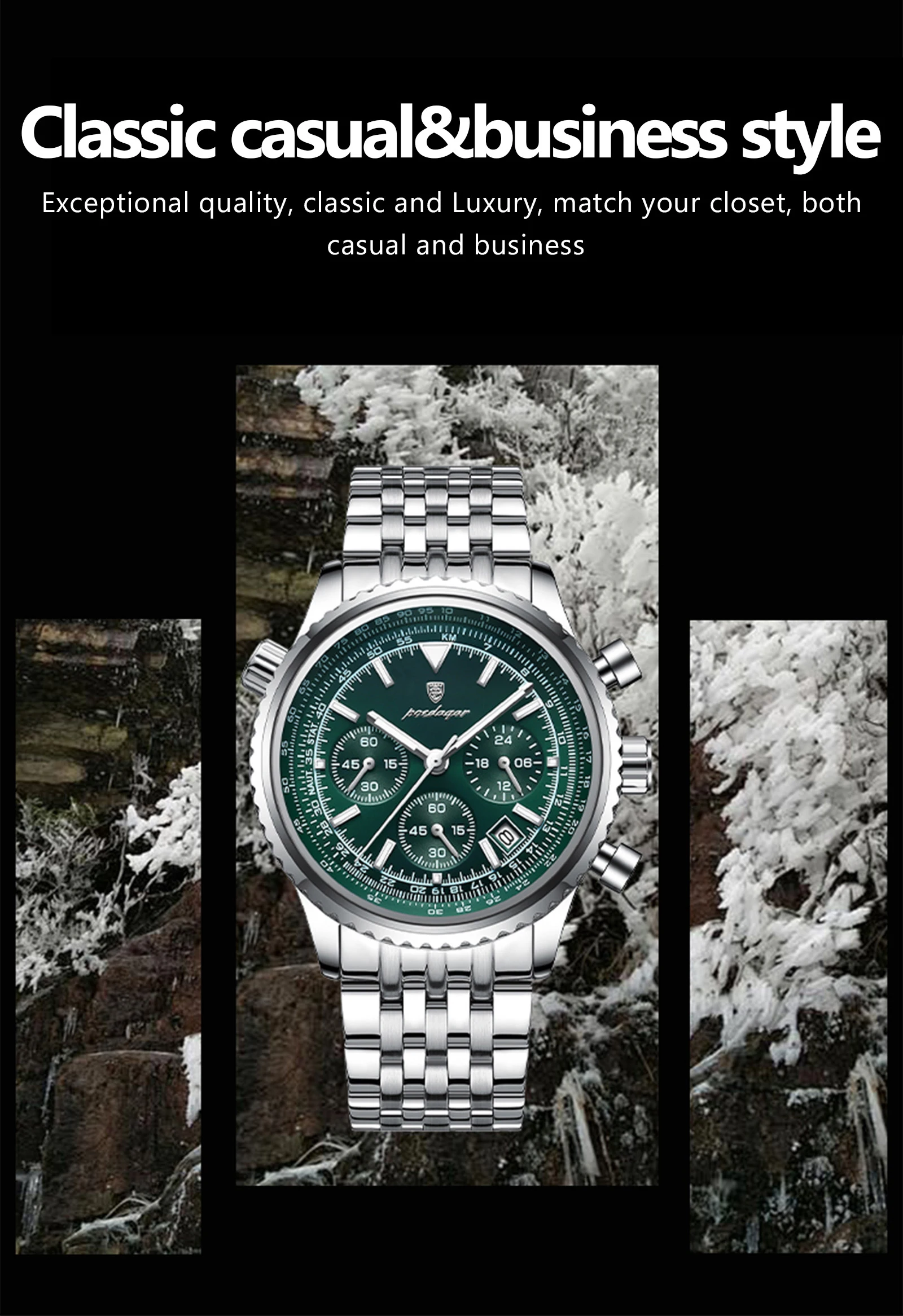 POEDAGAR 960 Chronograph Quartz Watch information.