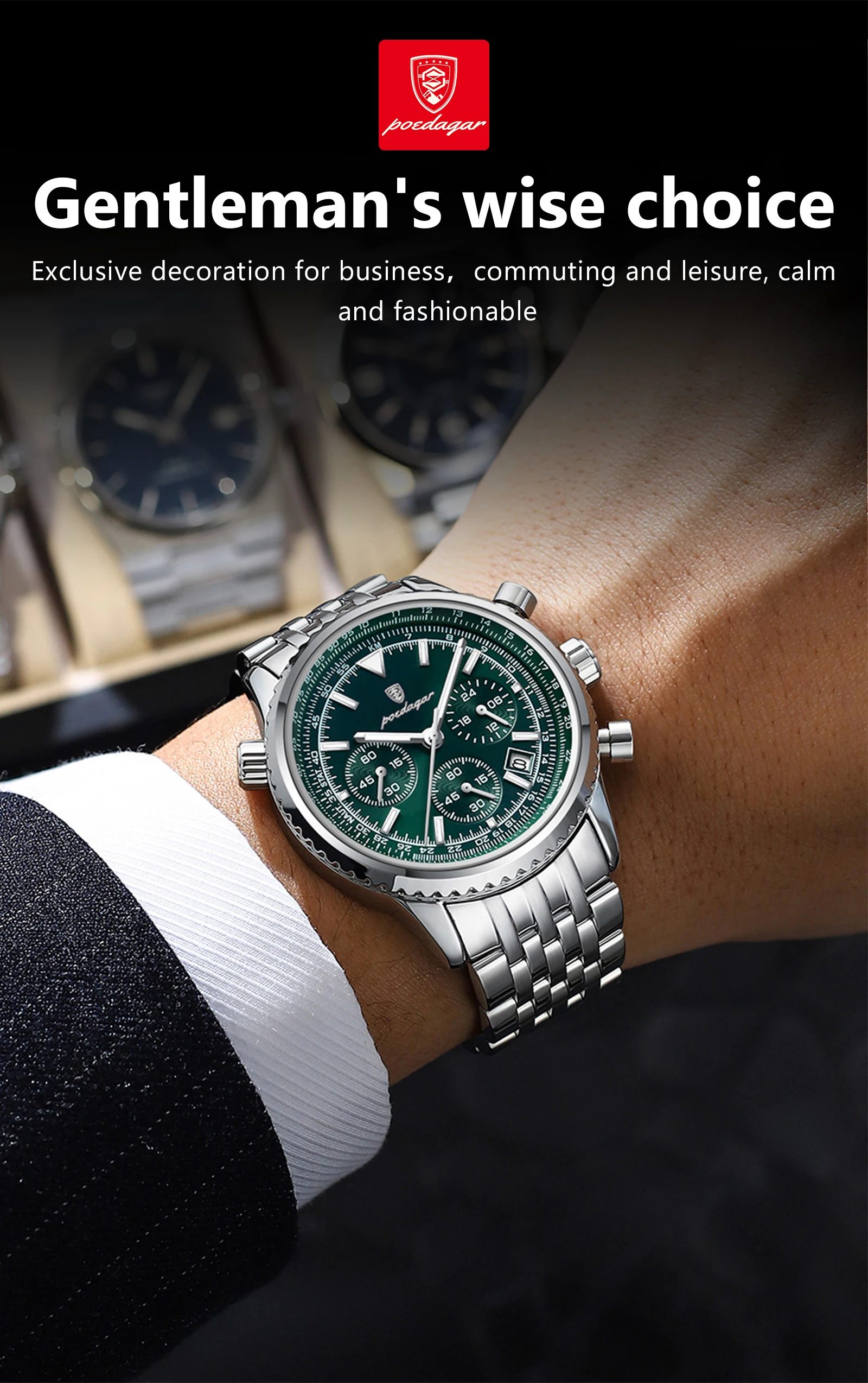 POEDAGAR 960 Chronograph Quartz Watch information.