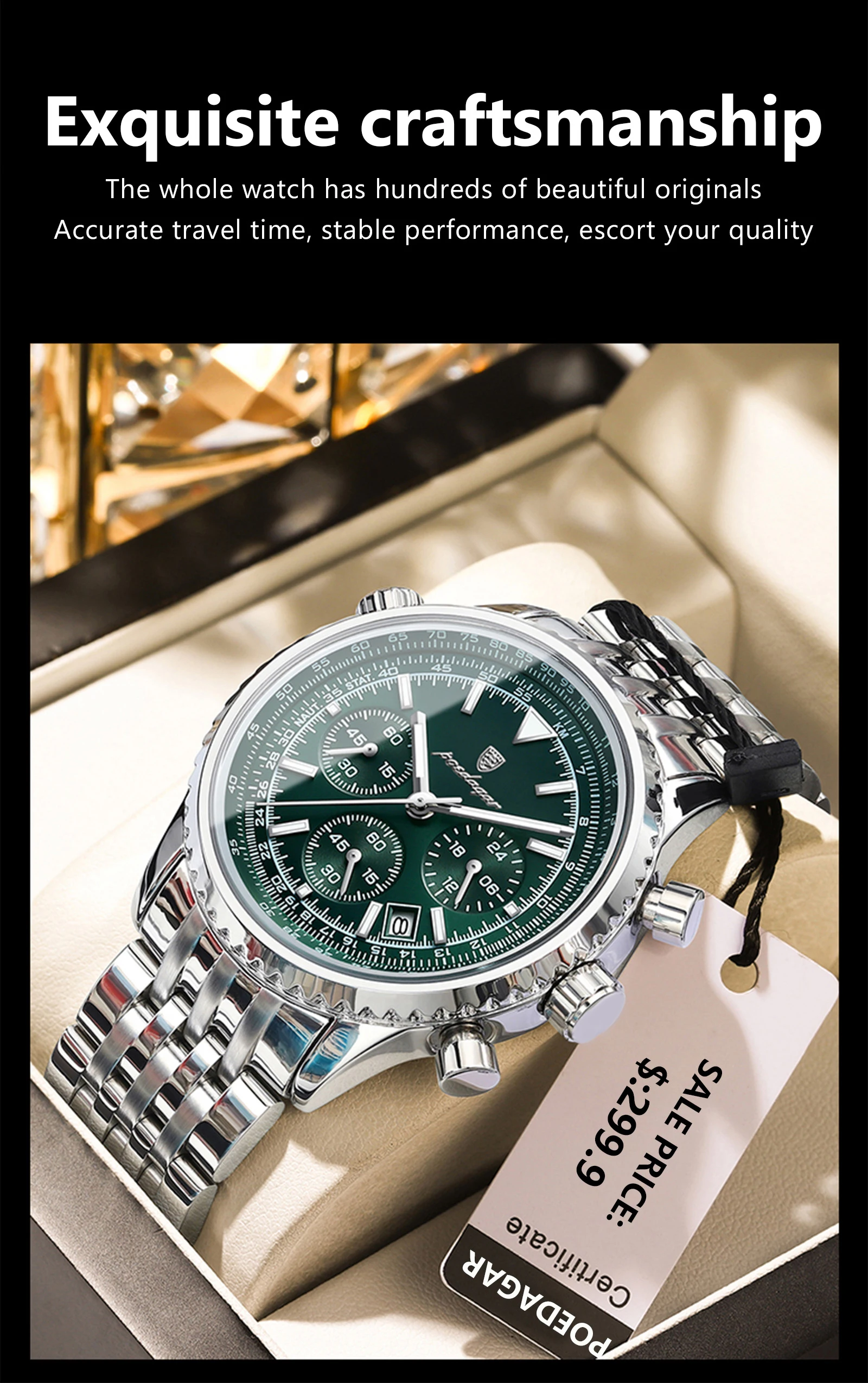 POEDAGAR 960 Chronograph Quartz Watch information.