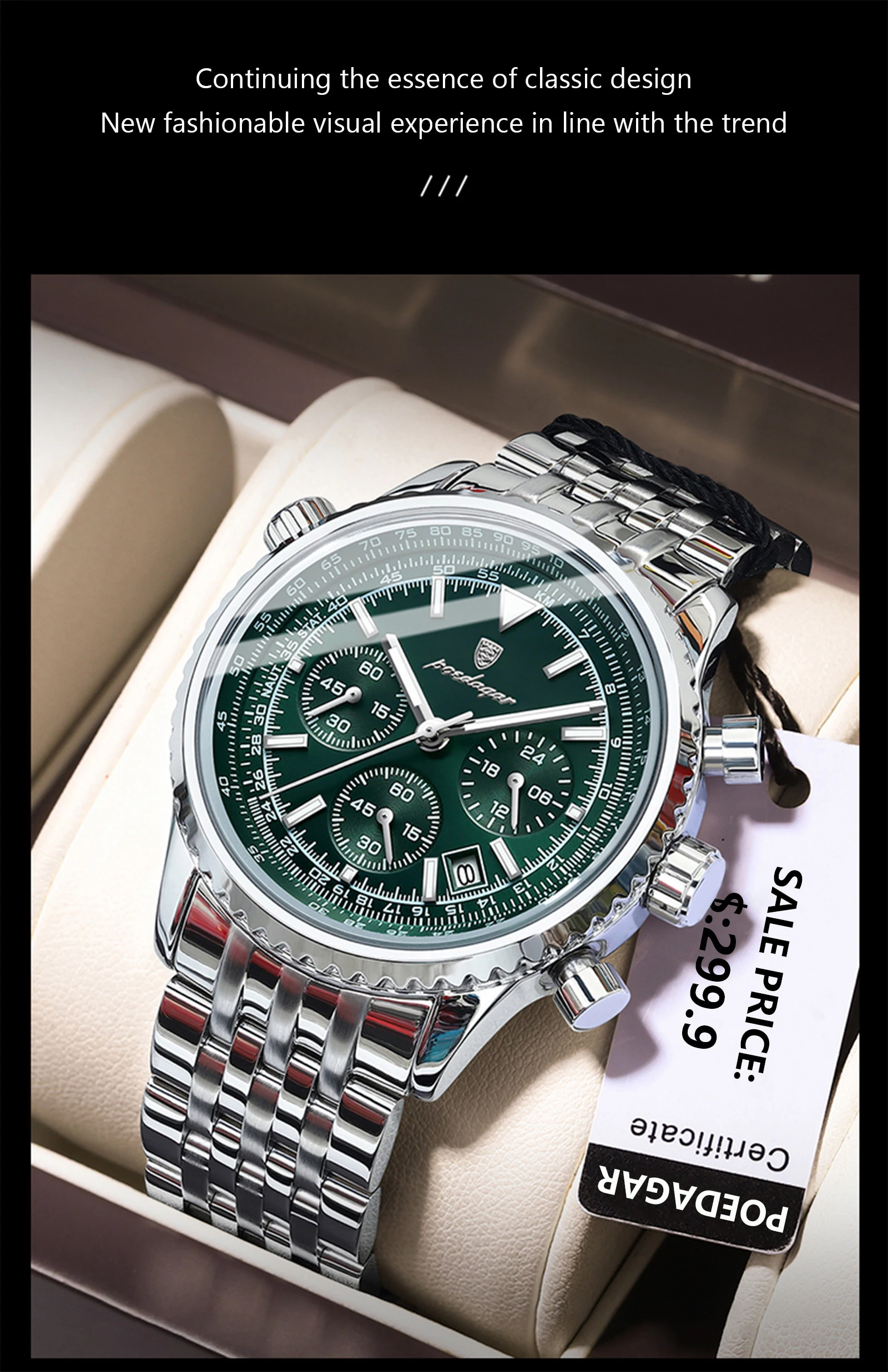 POEDAGAR 960 Chronograph Quartz Watch information.