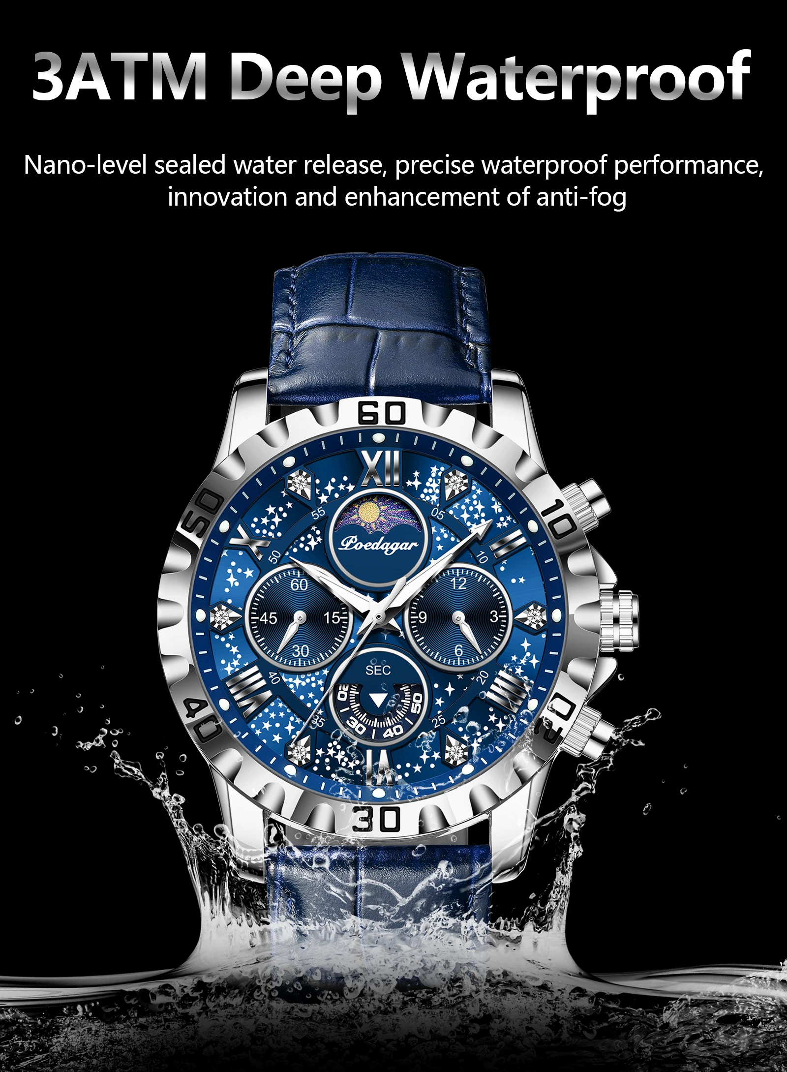 POEDAGAR 973L Chronograph Quartz Watch information.