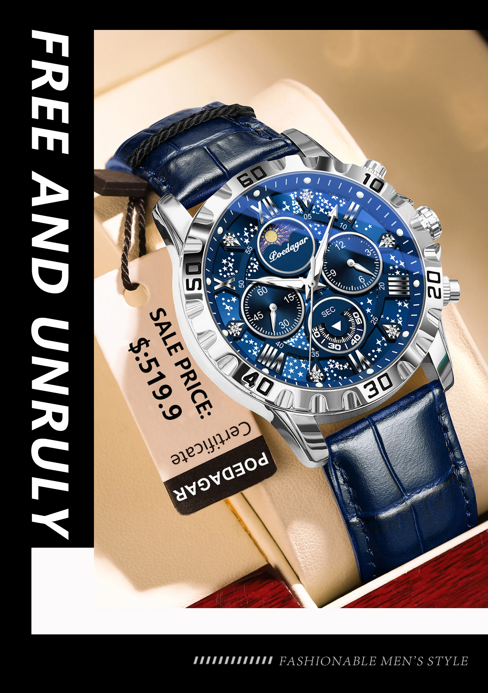 POEDAGAR 973L Chronograph Quartz Watch information.