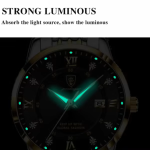 POEDAGAR 268 Quartz Analog Watch featuring glowing green luminous hands and markers.