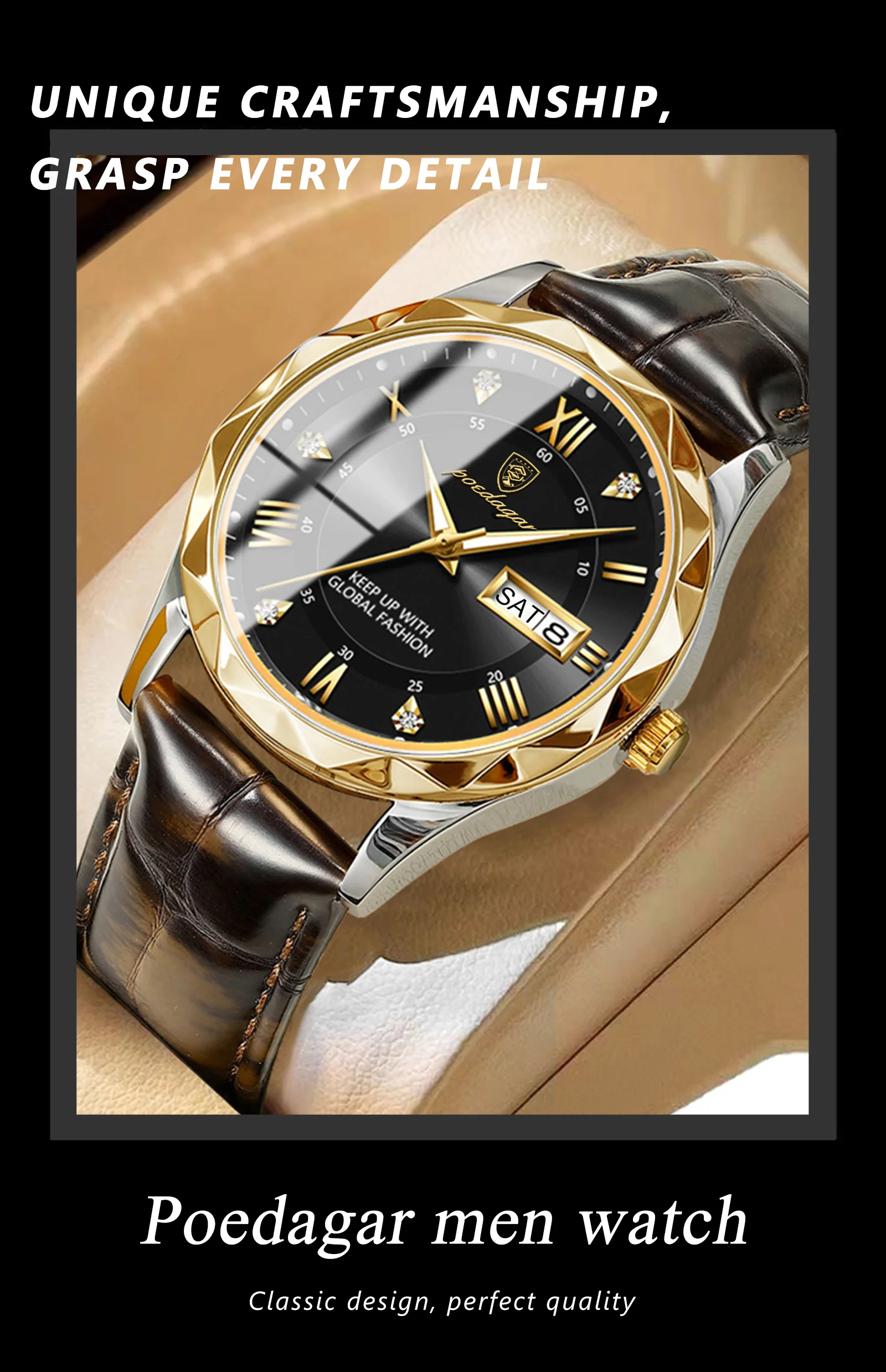 POEDAGAR 615L Quartz Analog Watch information.