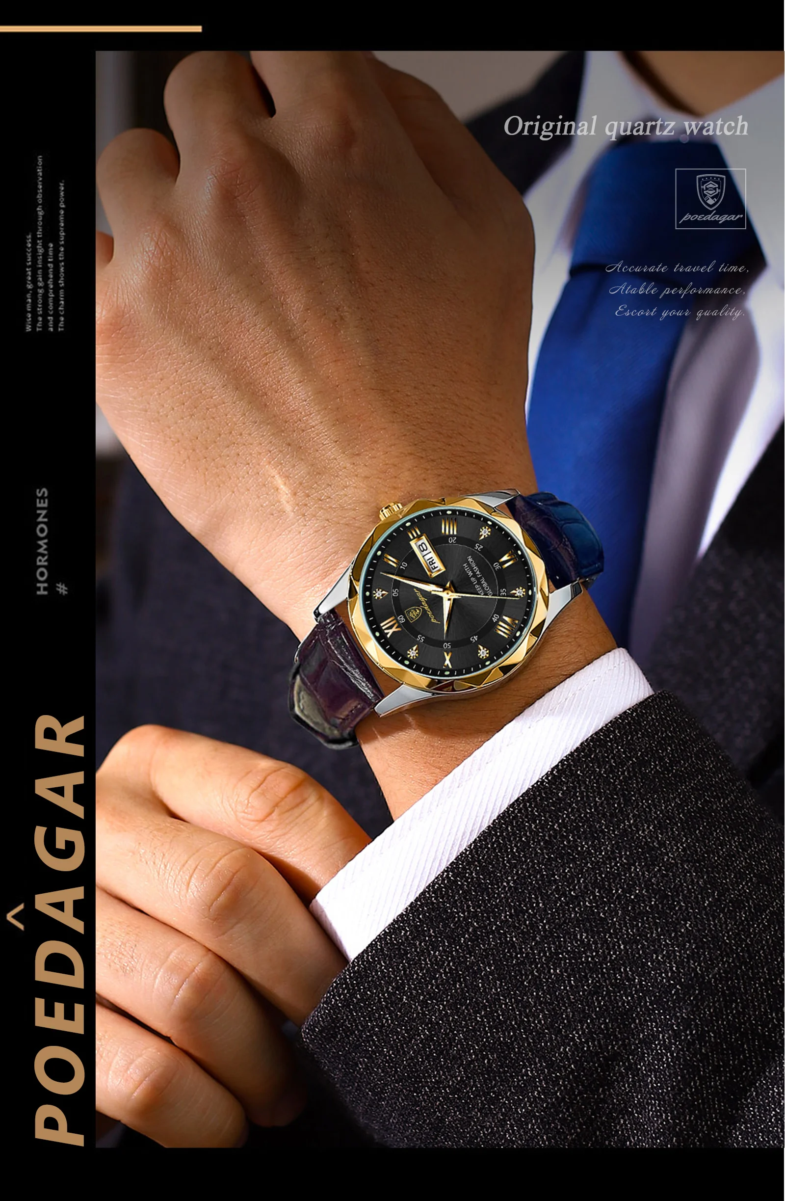 POEDAGAR 615L Quartz Analog Watch information.
