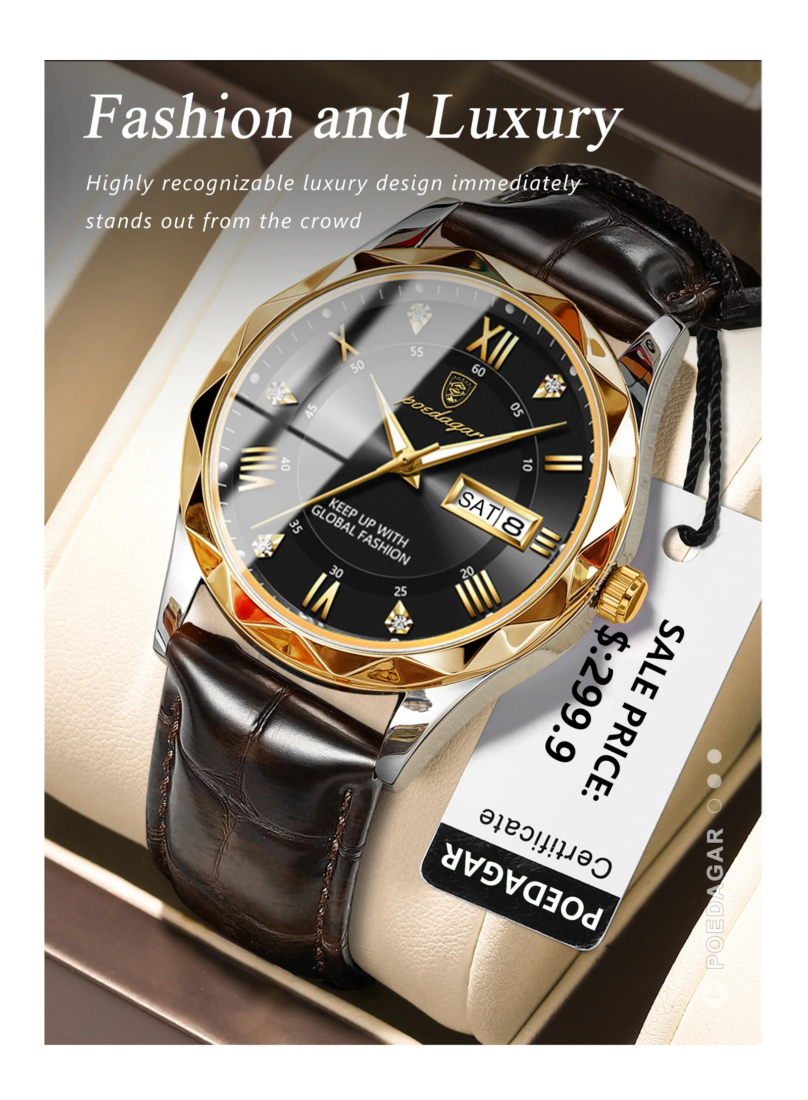 POEDAGAR 615L Quartz Analog Watch information.