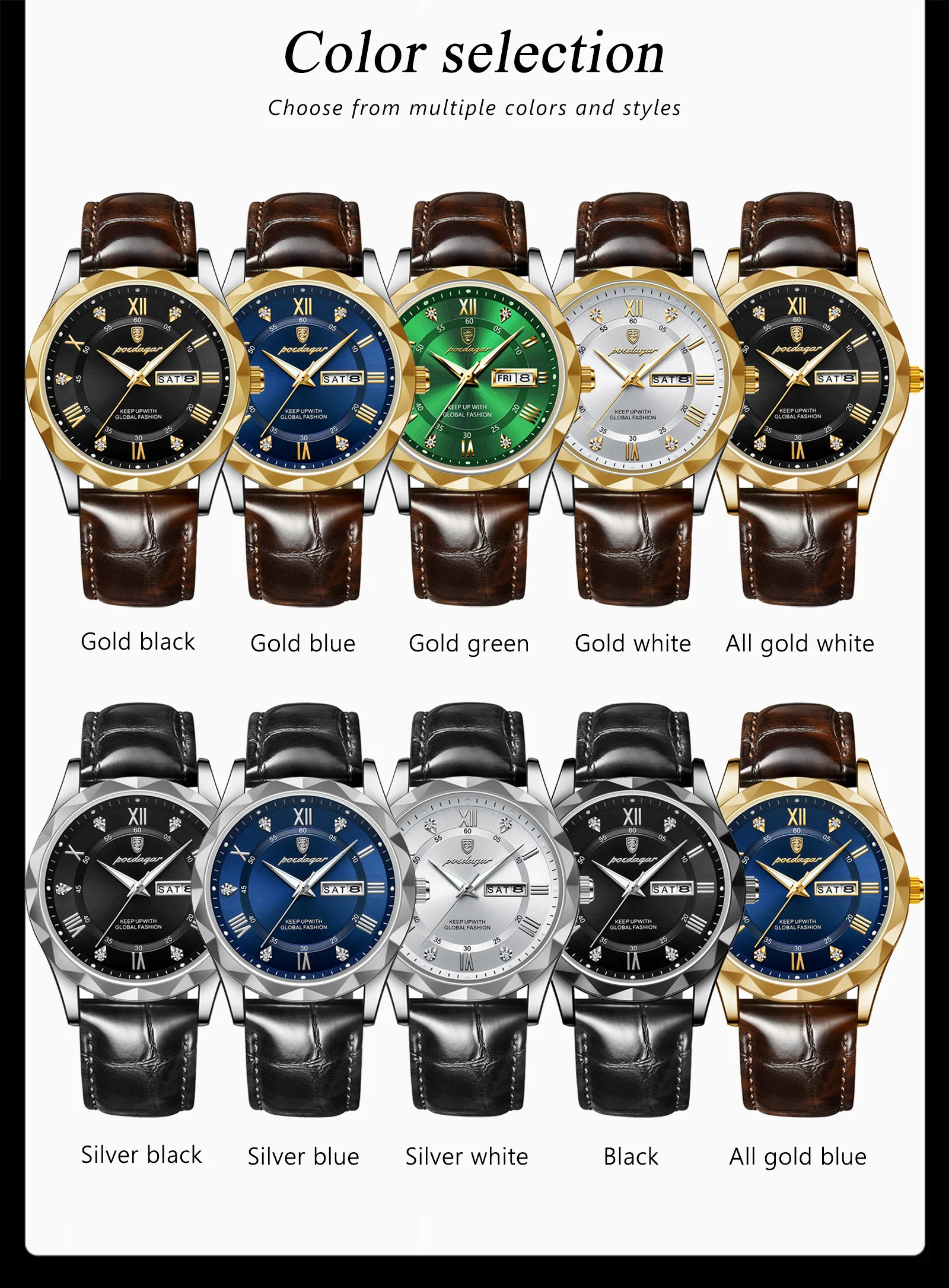 POEDAGAR 615L Quartz Analog Watch information.