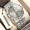 Silver POEDAGAR 675 Quartz Analog Watch with stainless steel bracelet.