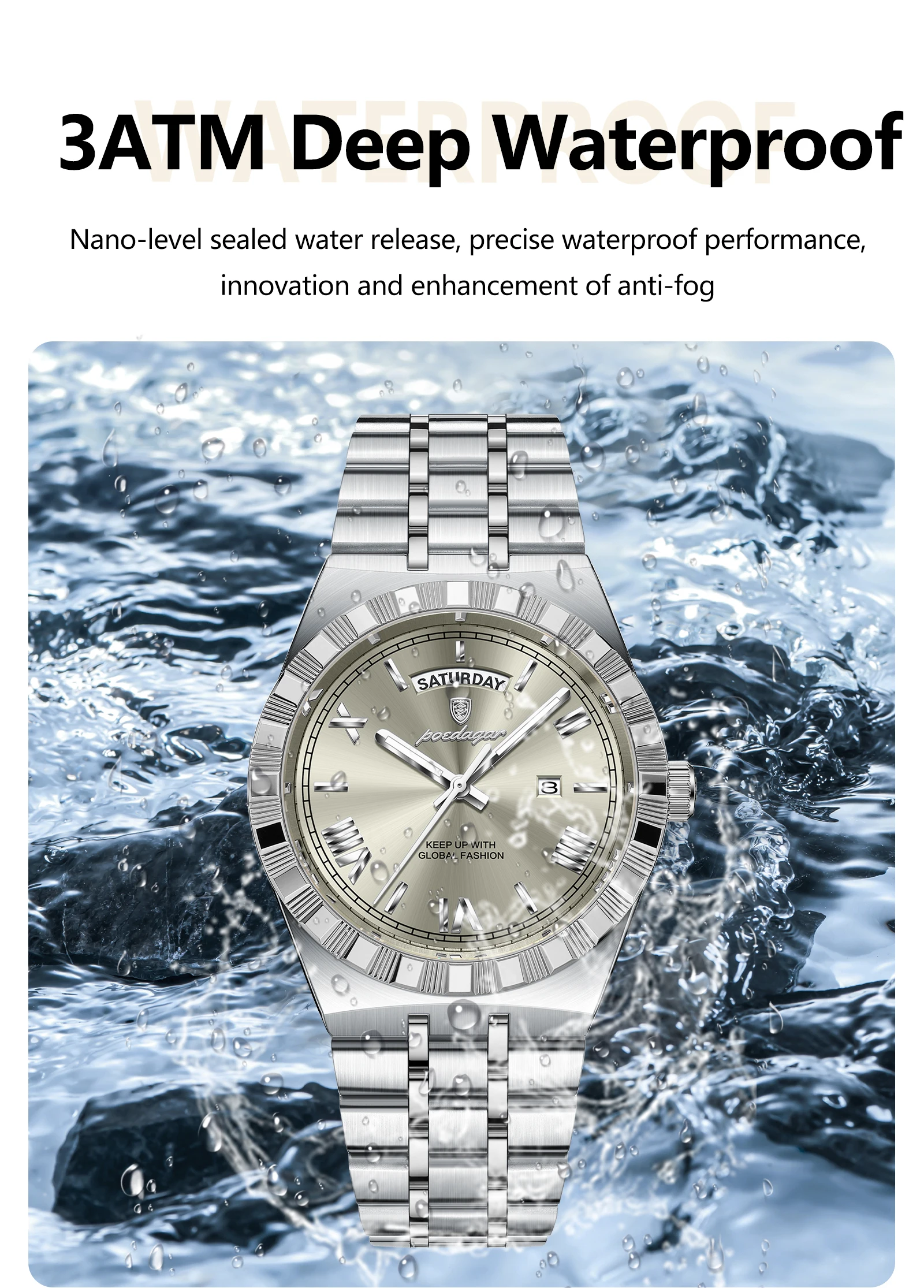POEDAGAR 675 Quartz Analog Watch information.
