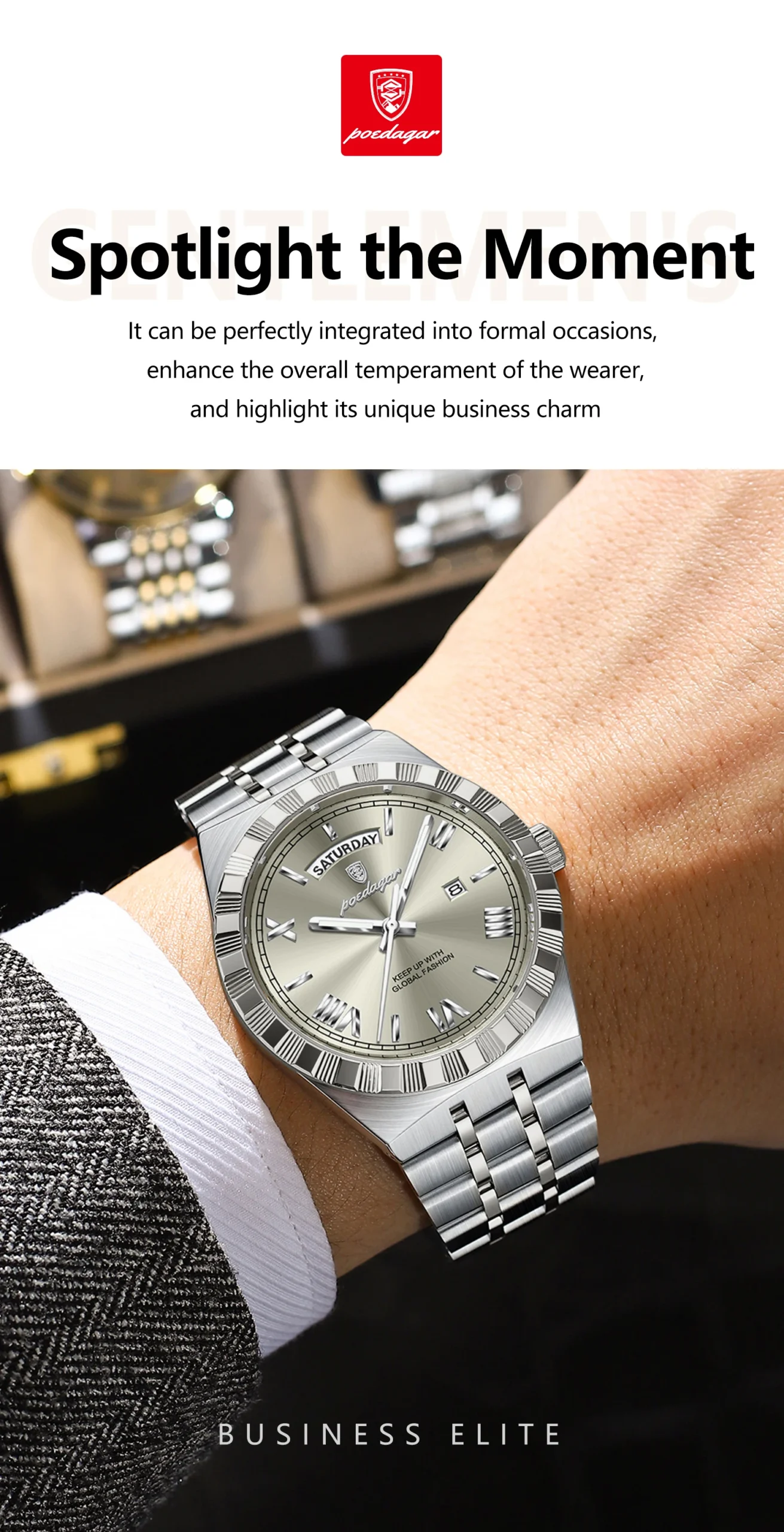 POEDAGAR 675 Quartz Analog Watch information.