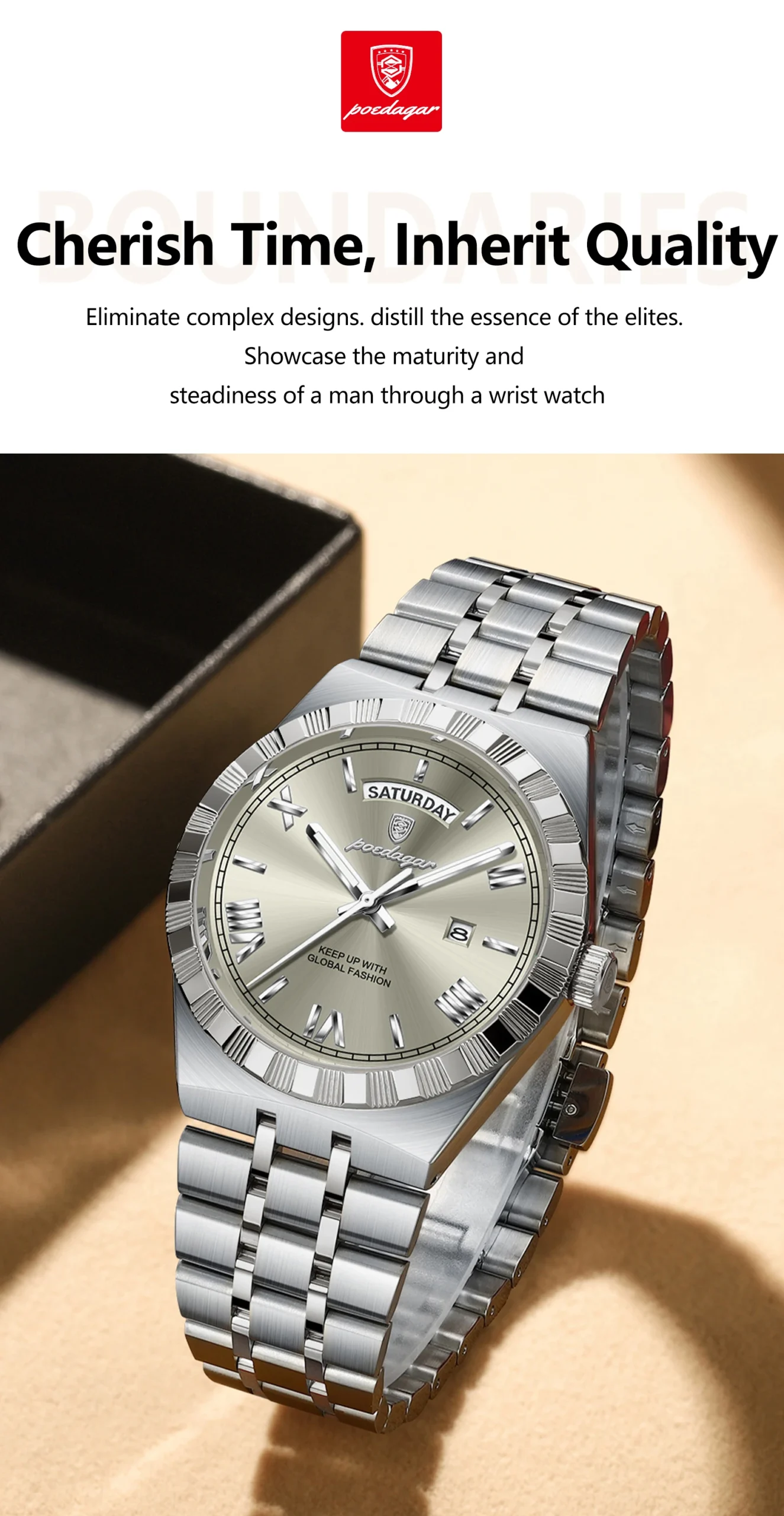 POEDAGAR 675 Quartz Analog Watch information.