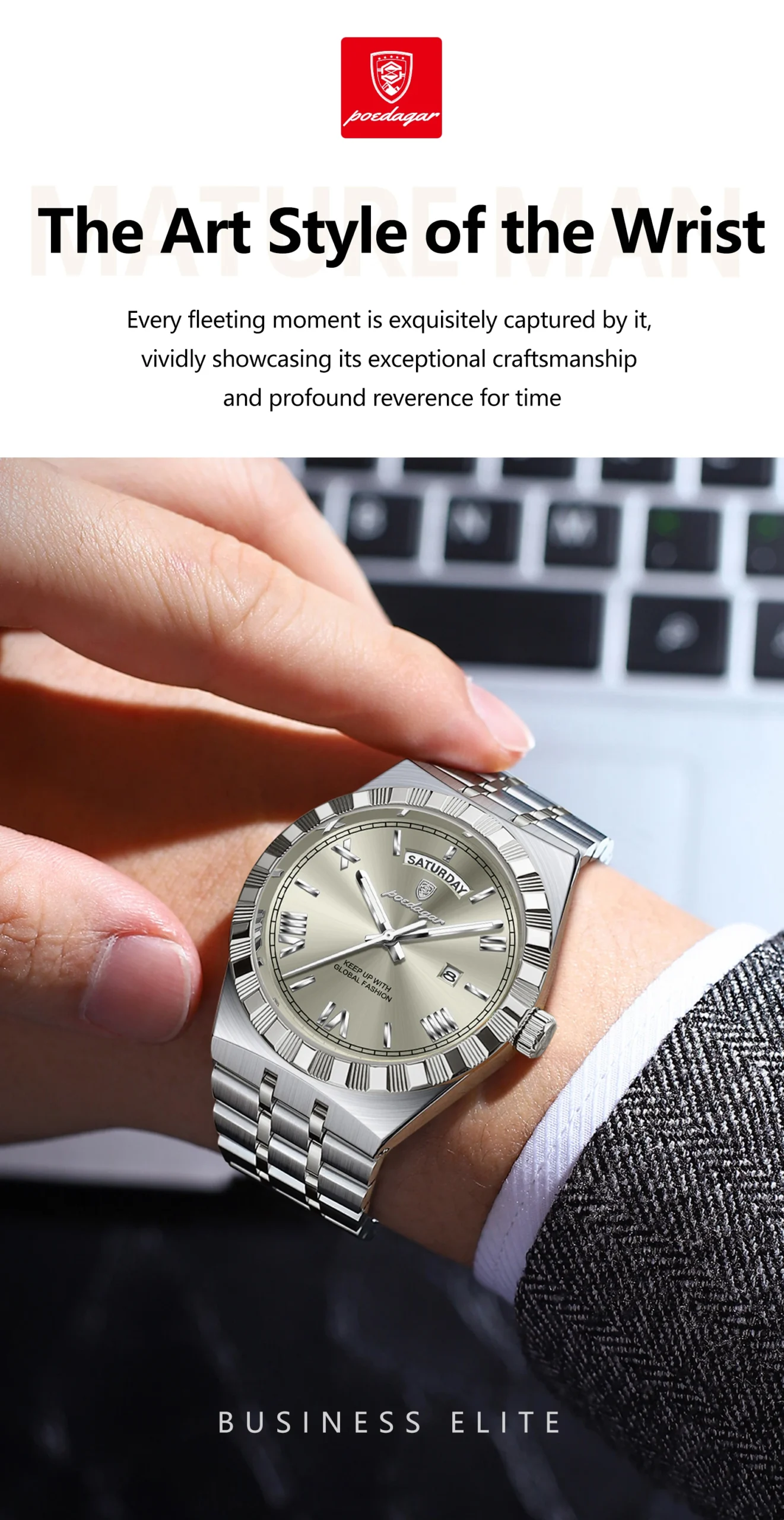 POEDAGAR 675 Quartz Analog Watch information.