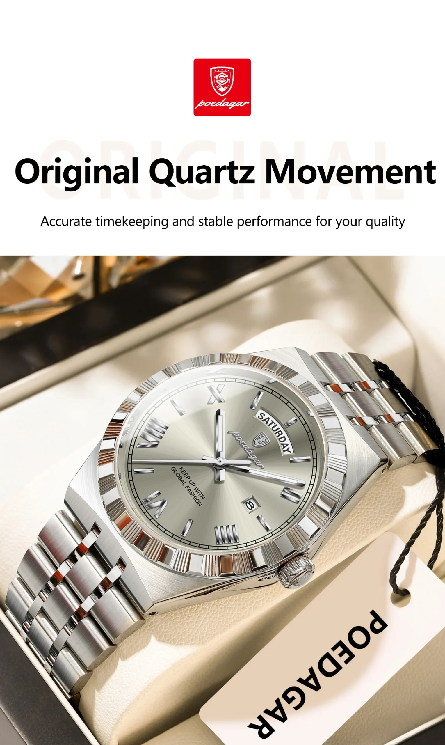POEDAGAR 675 Quartz Analog Watch information.