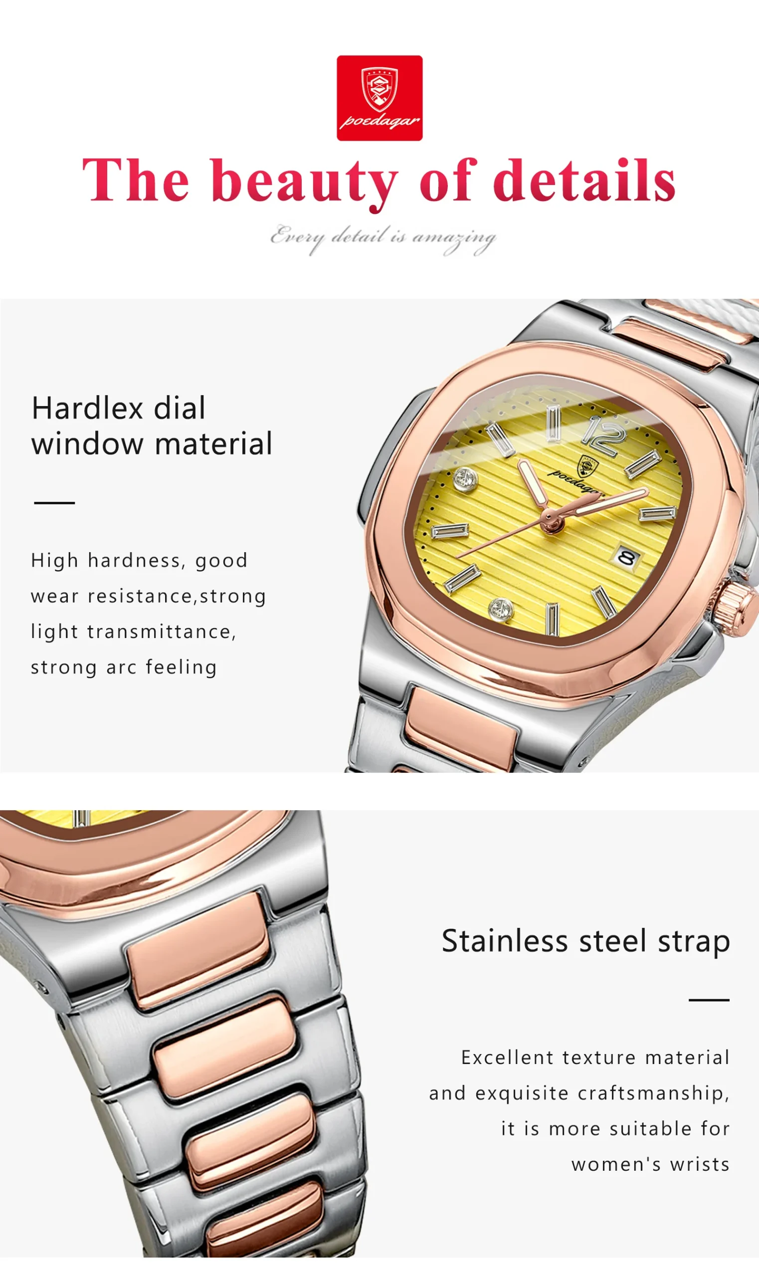 POEDAGAR 708 Quartz Analog Watch information.