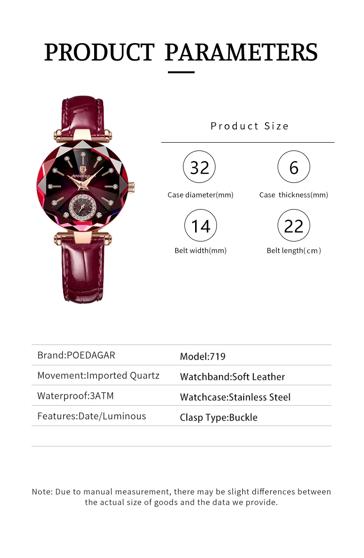 POEDAGAR 719L Quartz Analog Watch information.