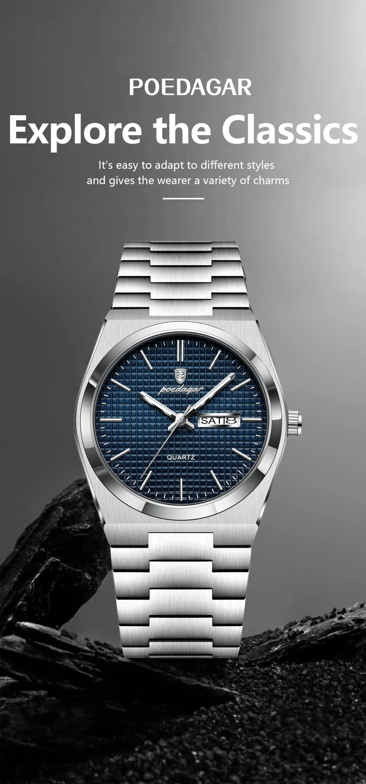 POEDAGAR 821 Quartz Analog Watch information.