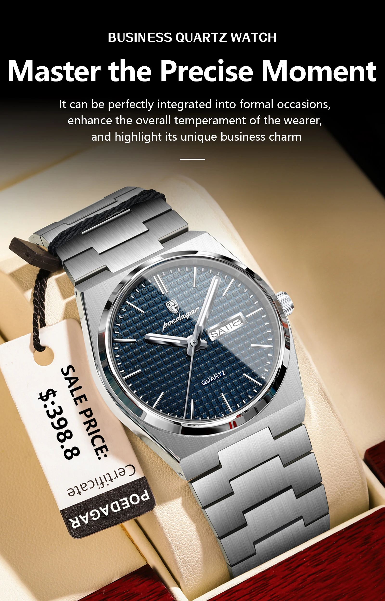 POEDAGAR 821 Quartz Analog Watch information.