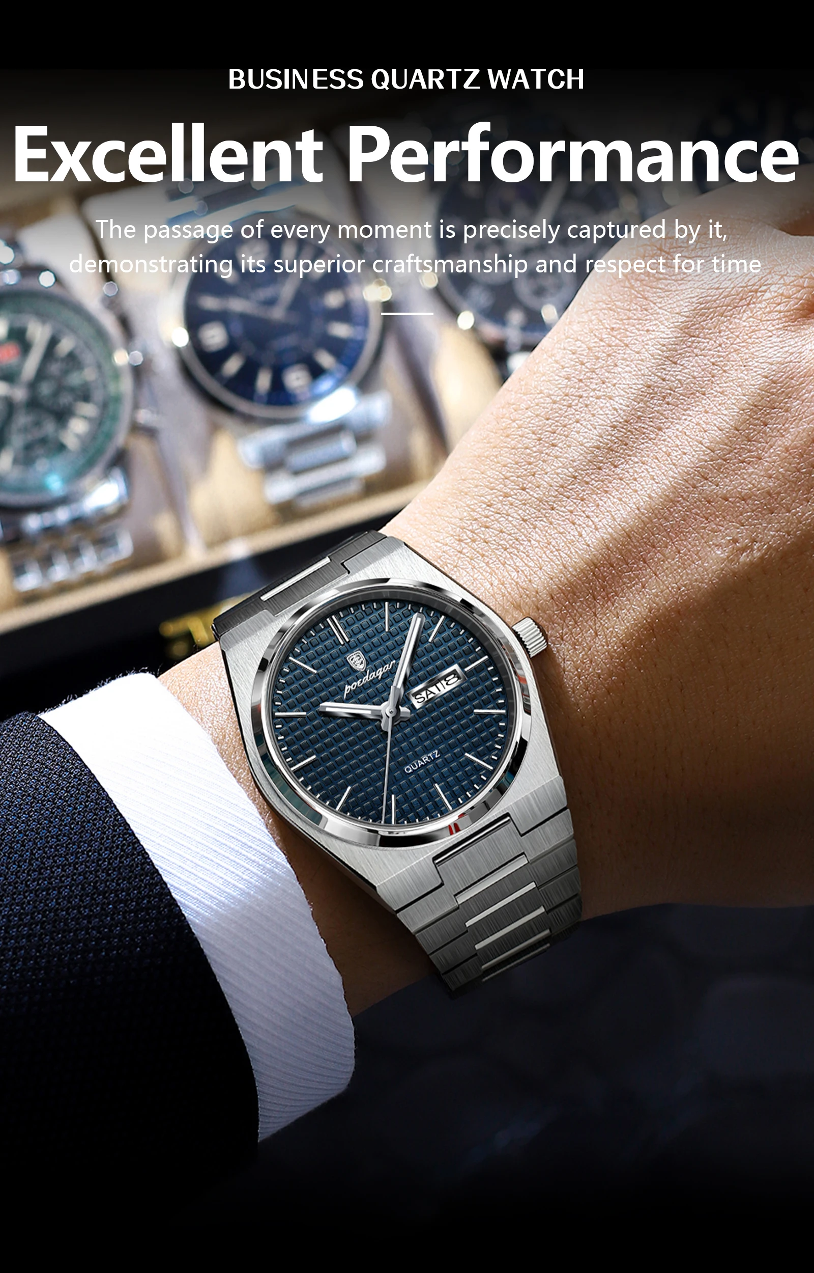 POEDAGAR 821 Quartz Analog Watch information.