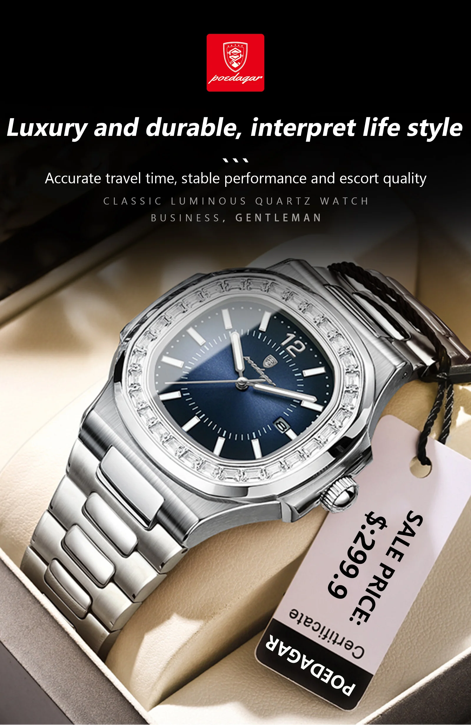 POEDAGAR 918 Quartz Analog Watch information.
